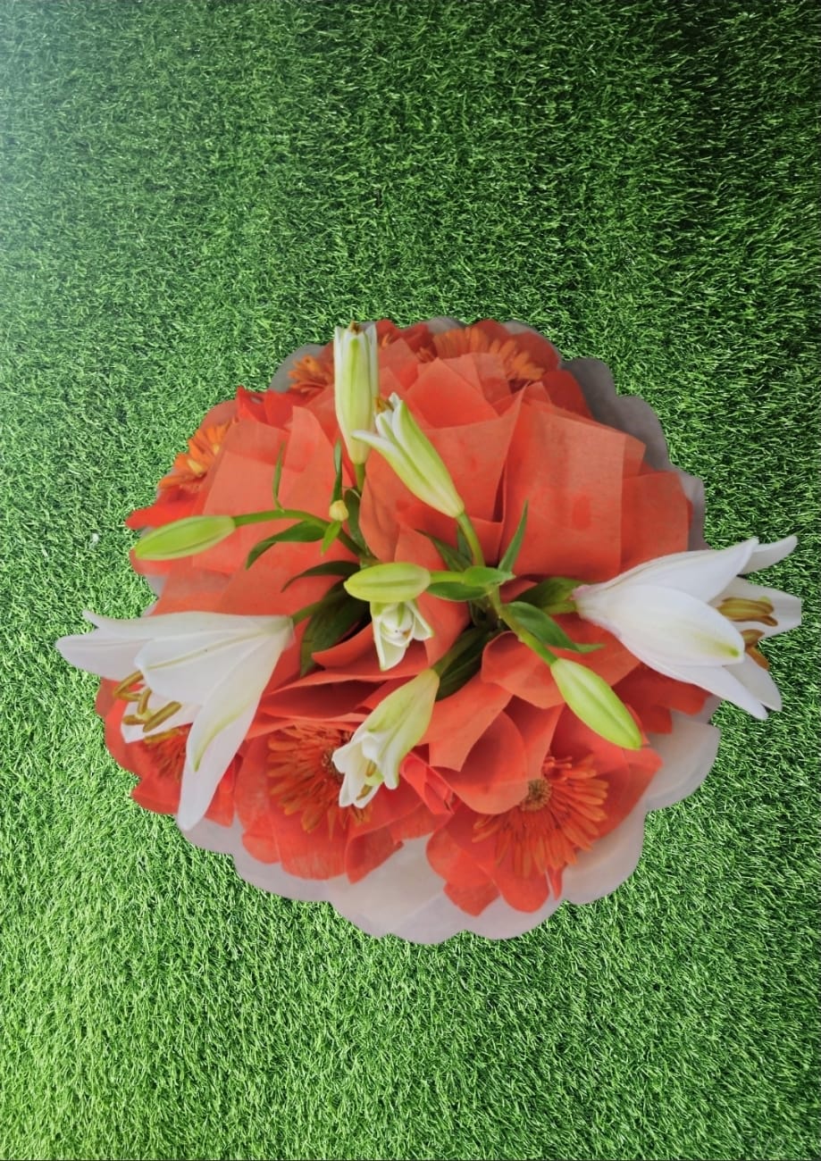 Radiant Lily and Orange Harmony 🟠💐 - Sai Flower