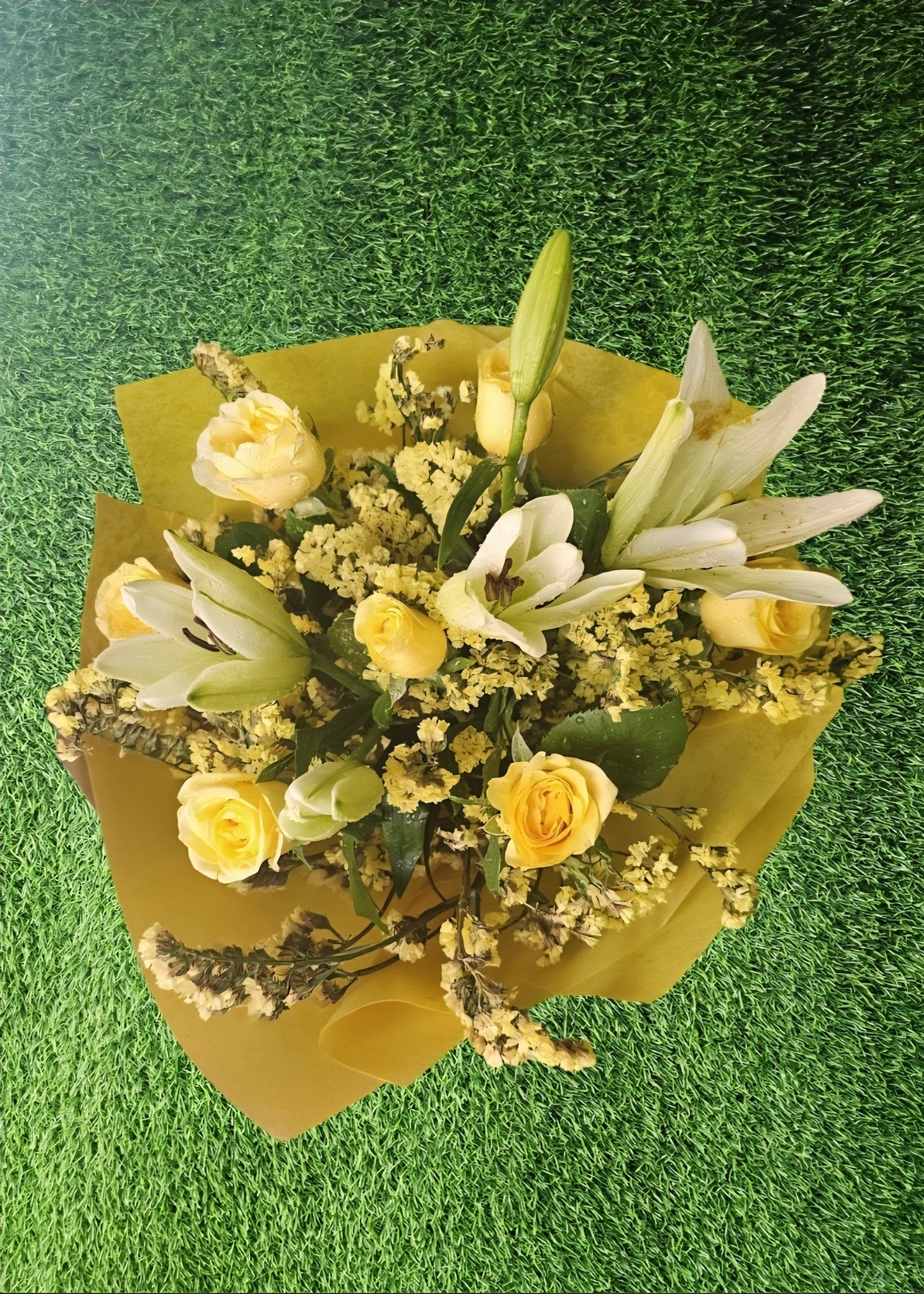 🌼 Sunshine Yellow Roses & Lilies Bouquet - Sai Flower