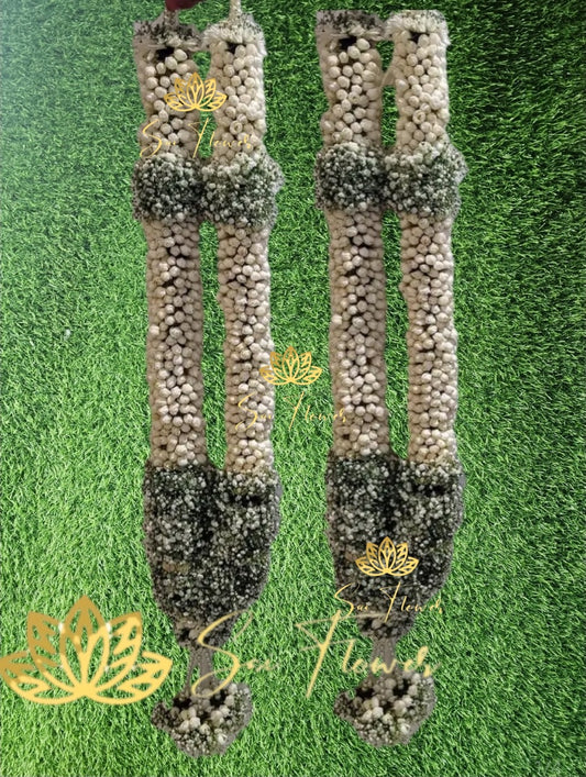 “Traditional Jasmine and Baby’s Breath Wedding Garland (Varmala) by Sai Flower – Fresh handcrafted jasmine floral garland for weddings and poojas.”