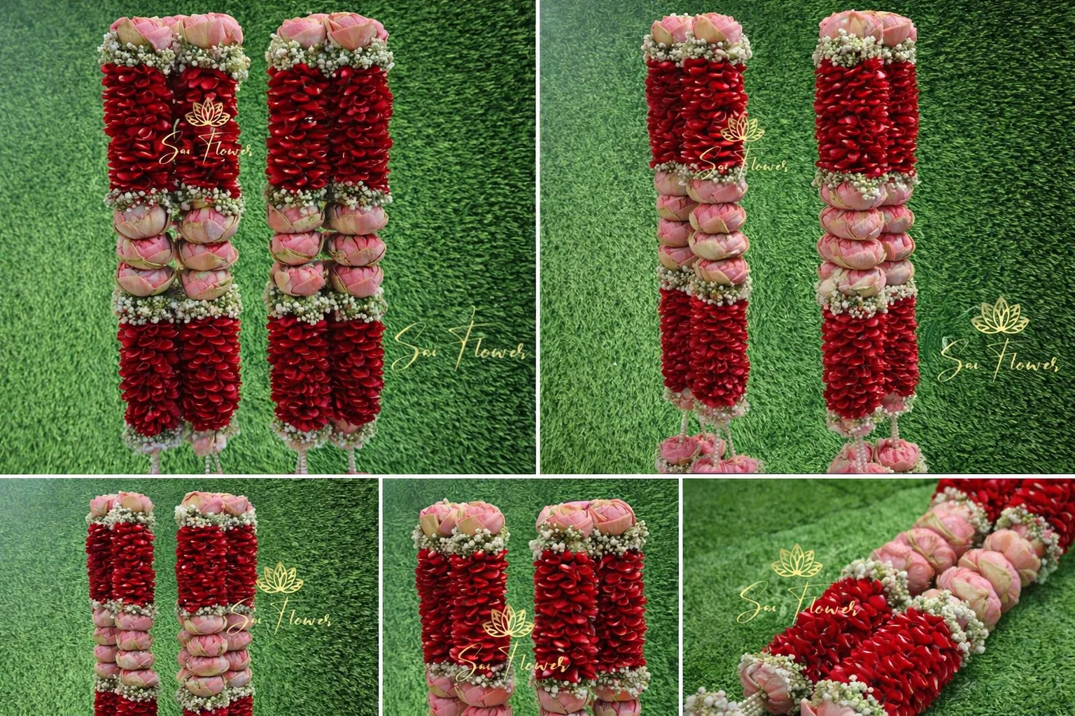 Premium Red Rose Petal & Pink Lotus Varmala | Luxury Indian Wedding Jaimala gallery