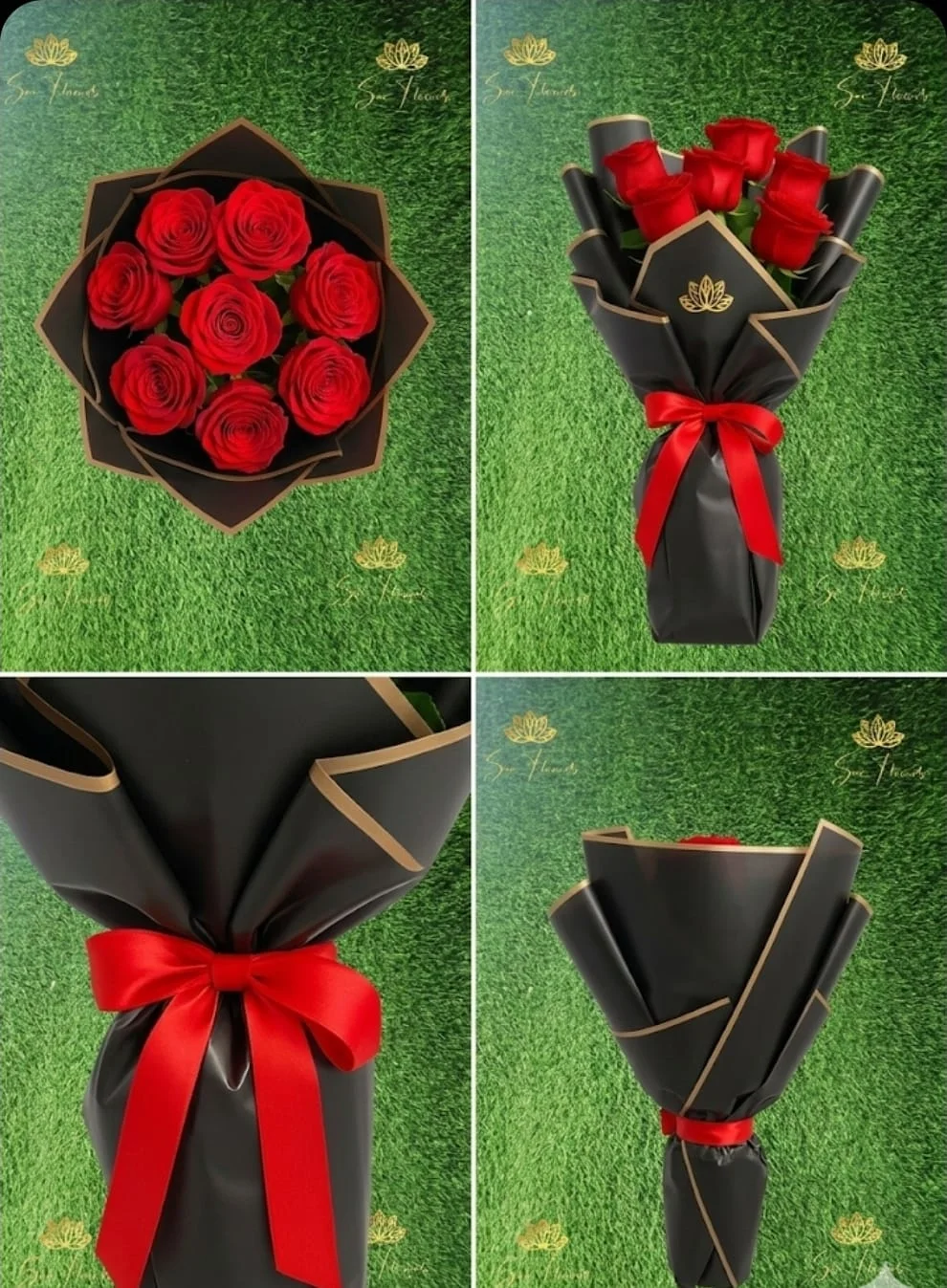 Luxury Black Wrapped Red Rose Bouquet – Premium Romantic Flower Gift for Anniversary & Valentine gallery