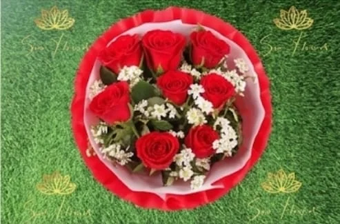 Premium Red Rose Bouquet with White Fillers – Elegant Romantic Flower Gift for Valentine & Anniversary gallery