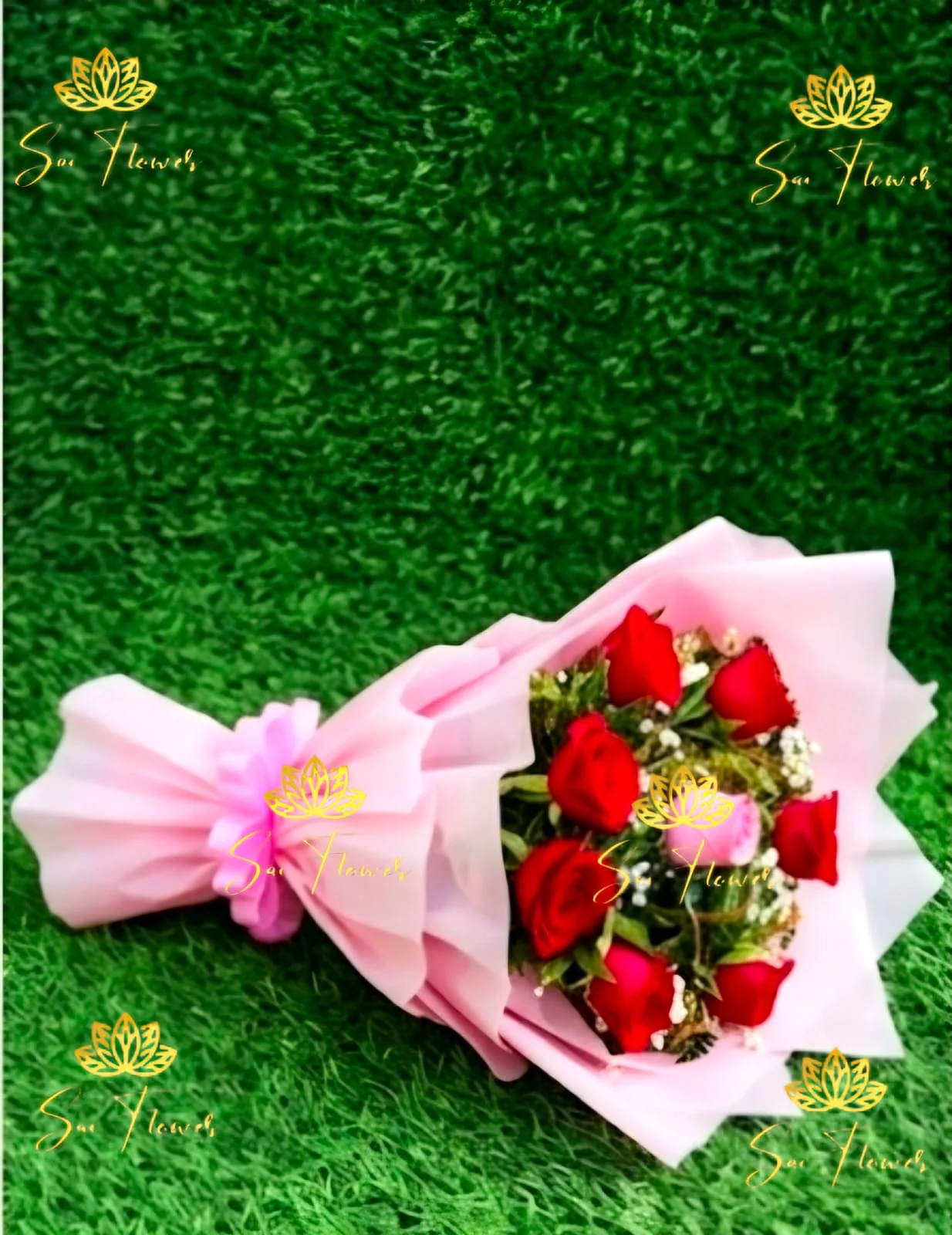 Premium Red & Pink Roses Bouquet in Pink Wrapping – Romantic Fresh Flower Gift gallery