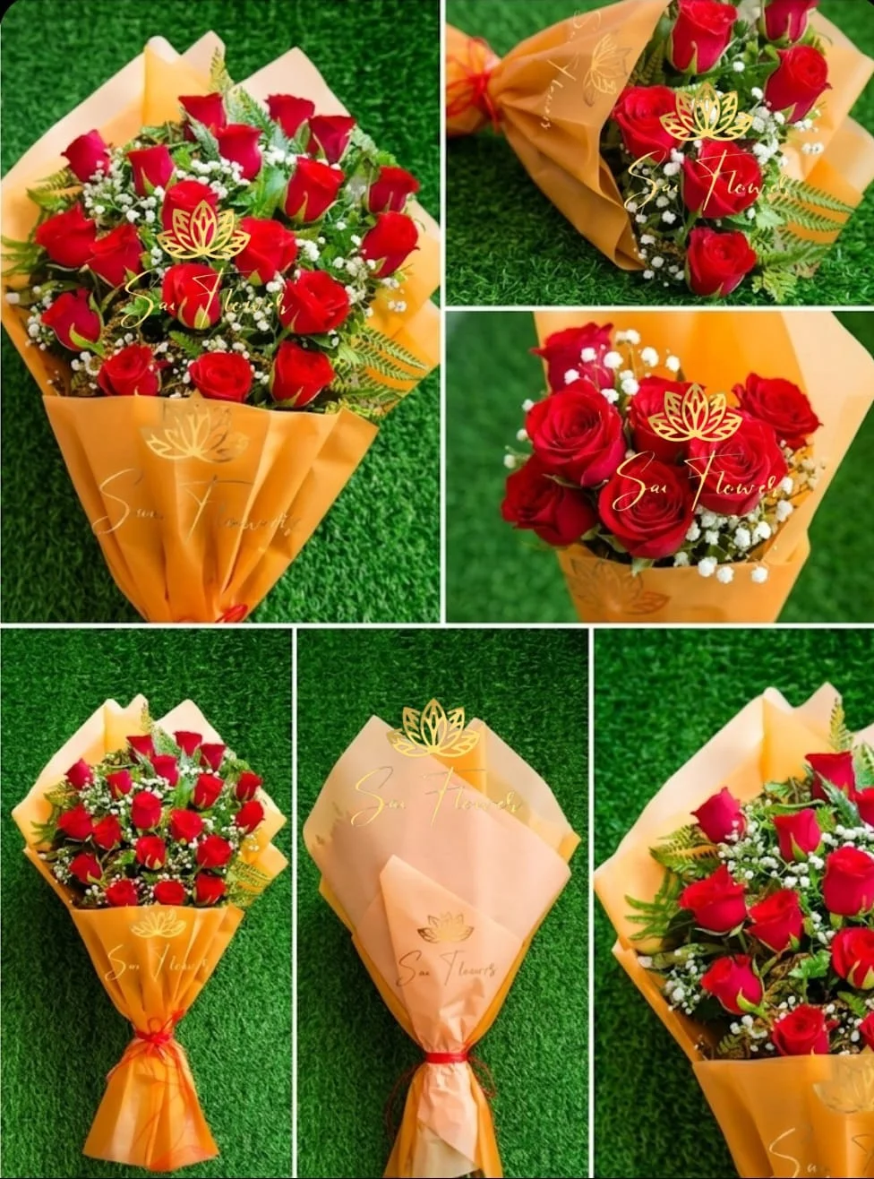Premium Red Rose Bouquet in Signature Gold Wrap - Luxury 18-Stem Arrangement gallery