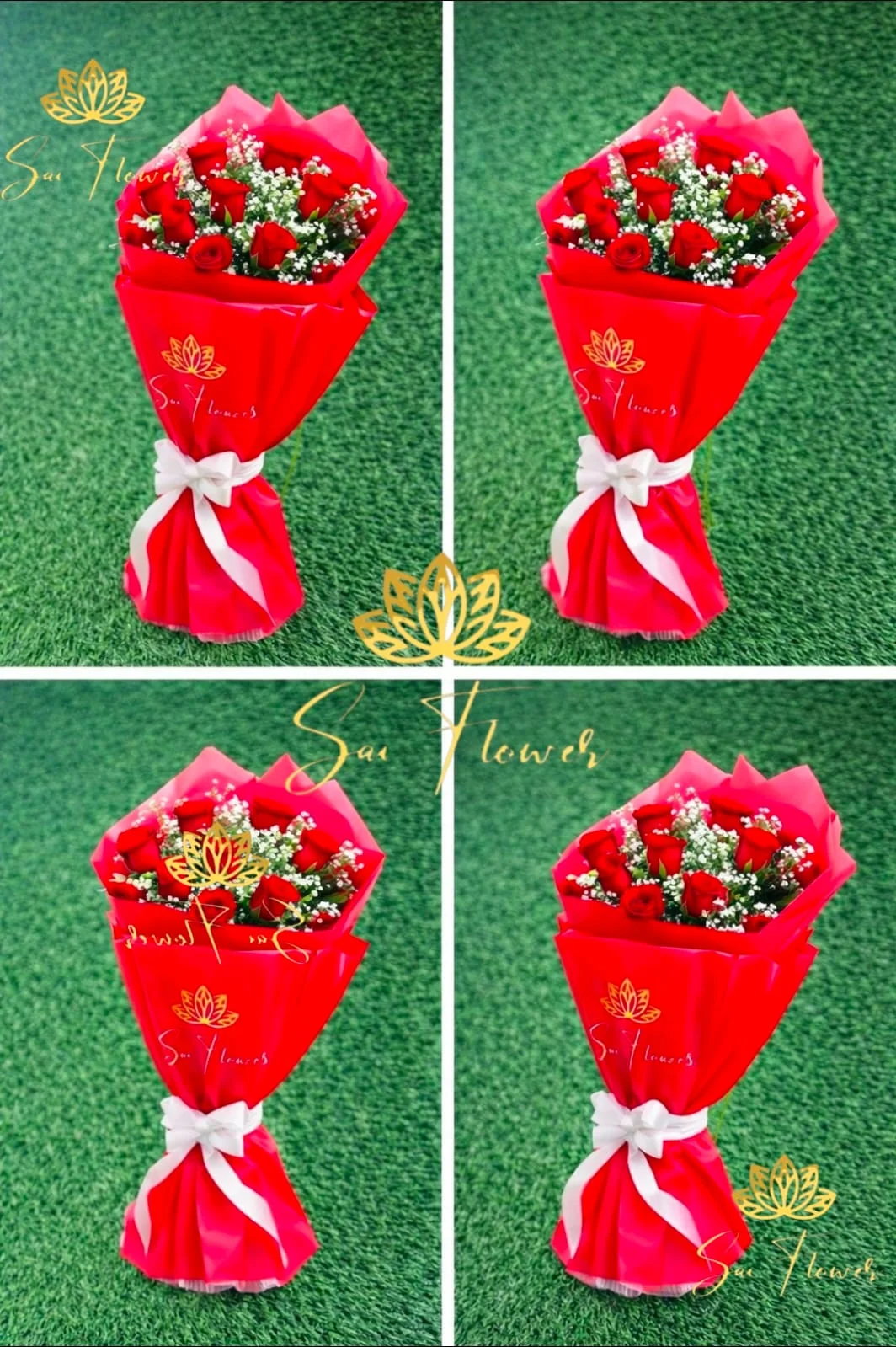 Elegant 6 Red Rose Bouquet in Signature Gold Wrap gallery