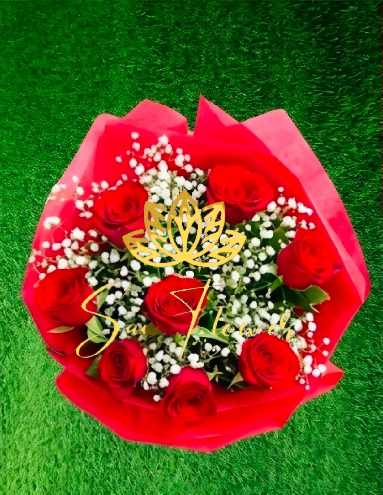 Elegant 6 Red Rose Bouquet in Signature Gold Wrap gallery