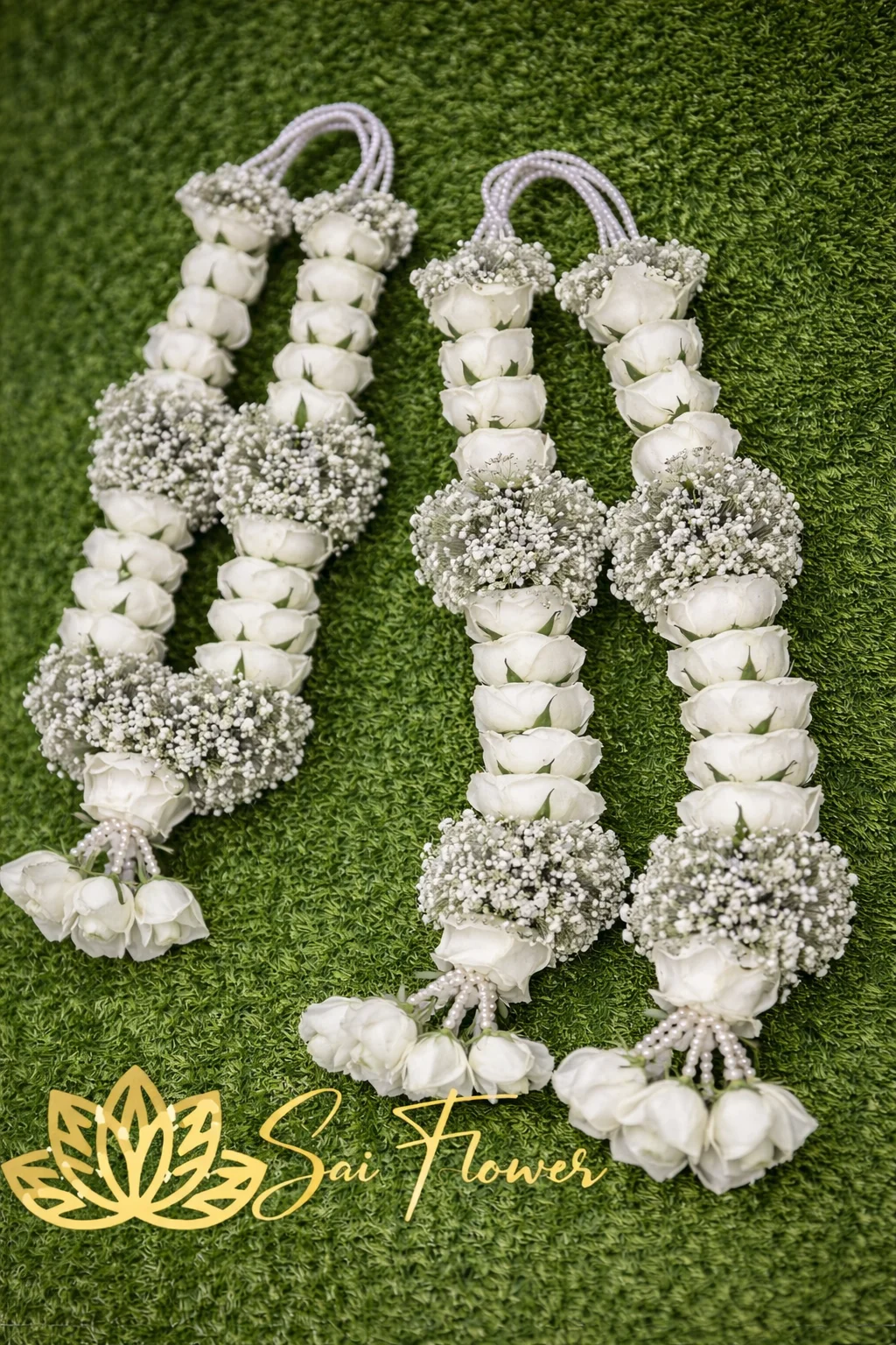 Classic White Rose & Baby's Breath Varmala | Elegant Wedding Jaimala gallery