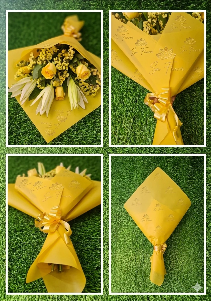Premium Yellow Rose & White Lily Bouquet – Sai Flower Signature Wrap gallery