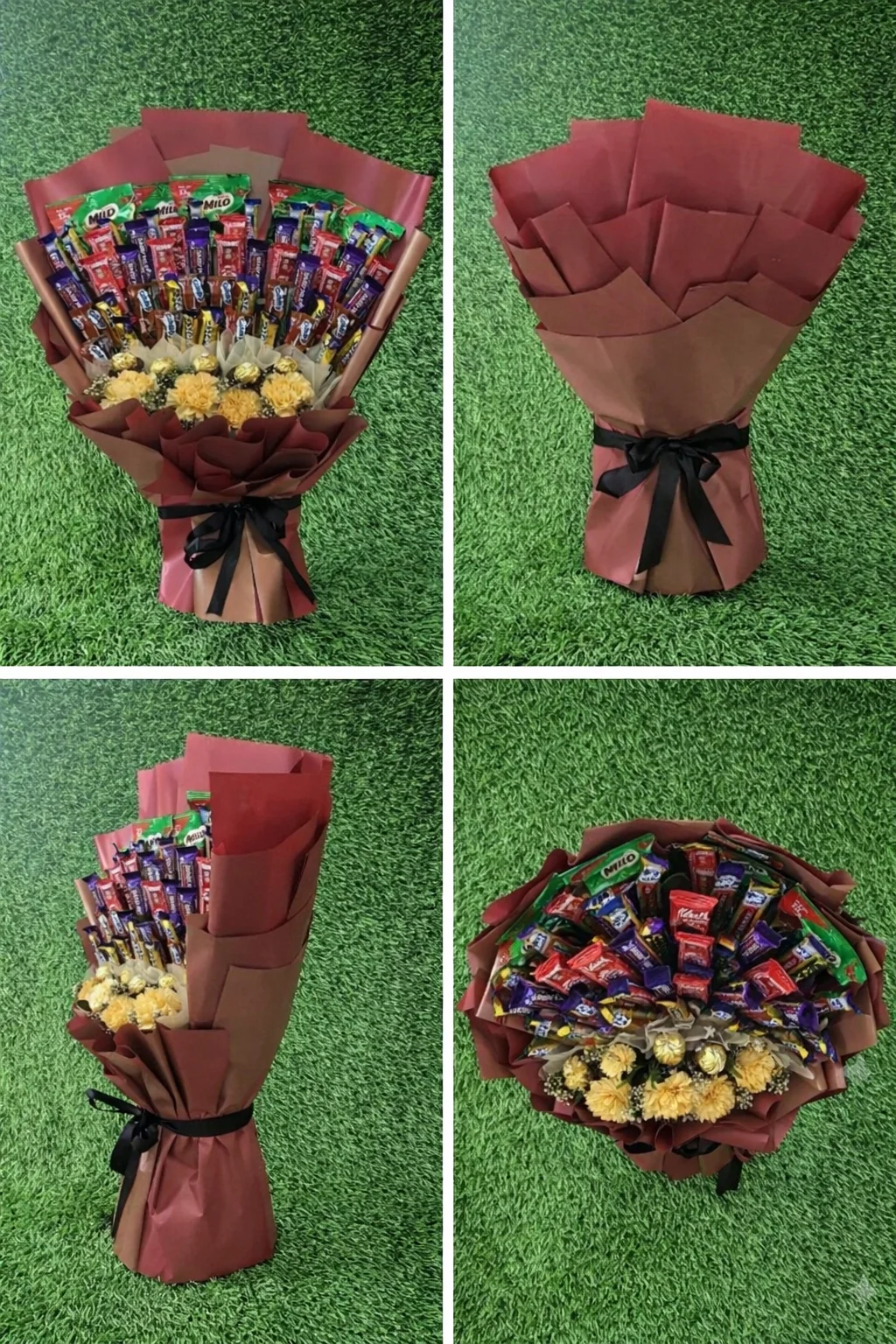 Premium Chocolate & Milo Flower Bouquet – Luxury Chocolate Gift Arrangement with Fresh Yellow Carnations gallery