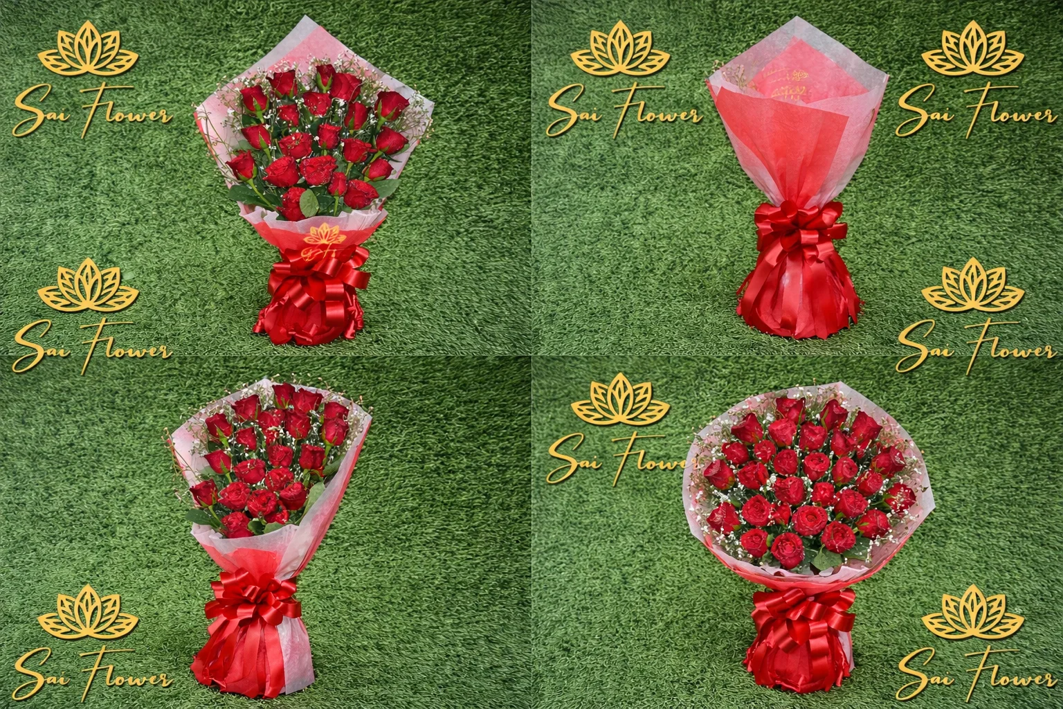 Premium 20 Red Roses Bouquet with Baby’s Breath – Luxury Romantic Flower Gift by Sai Flower gallery