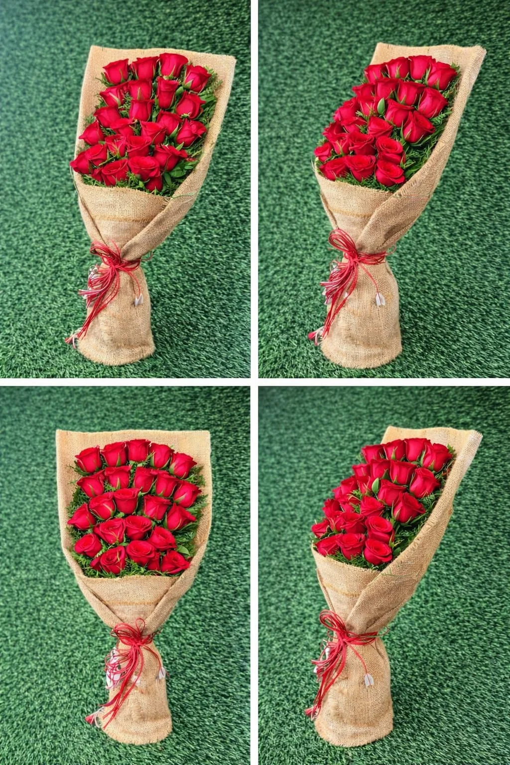 Premium Red Rose Bouquet in Jute Wrapping – 20 Fresh Romantic Red Roses by Sai Flower gallery