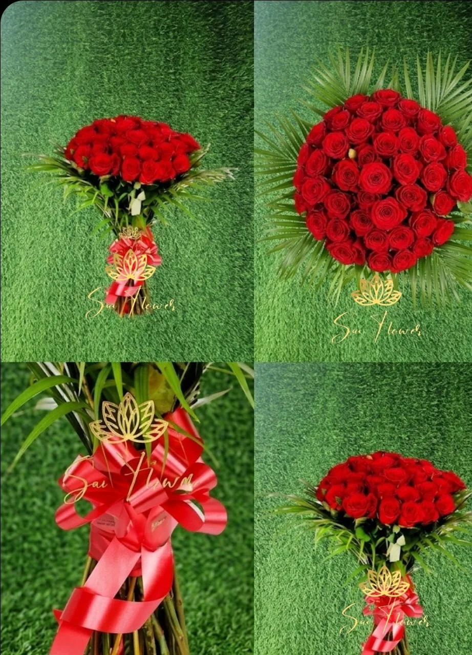 Luxury 50 Red Roses Bouquet – Premium Romantic Long Stem Red Rose Arrangement by Sai Flower gallery