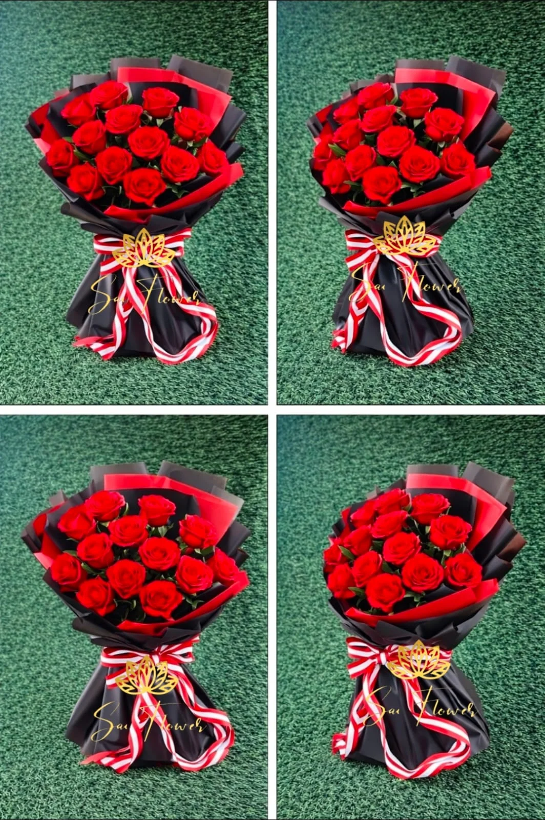 Premium 10 Red Roses Bouquet – Luxury Romantic Flower Arrangement in Black & Red Wrap gallery