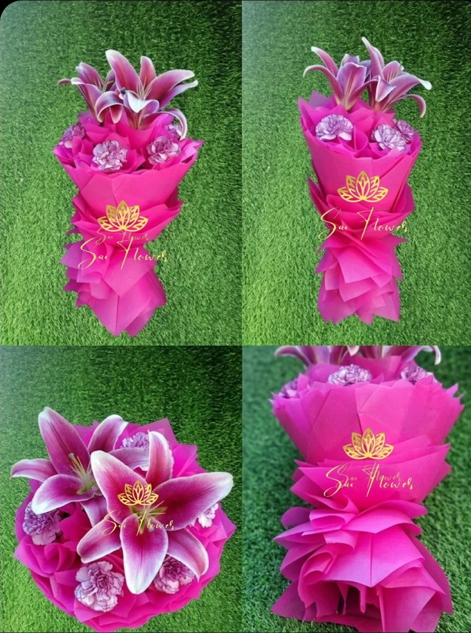 Premium Pink Oriental Lily & Carnation Bouquet – Luxury Elegant Flower Arrangement gallery