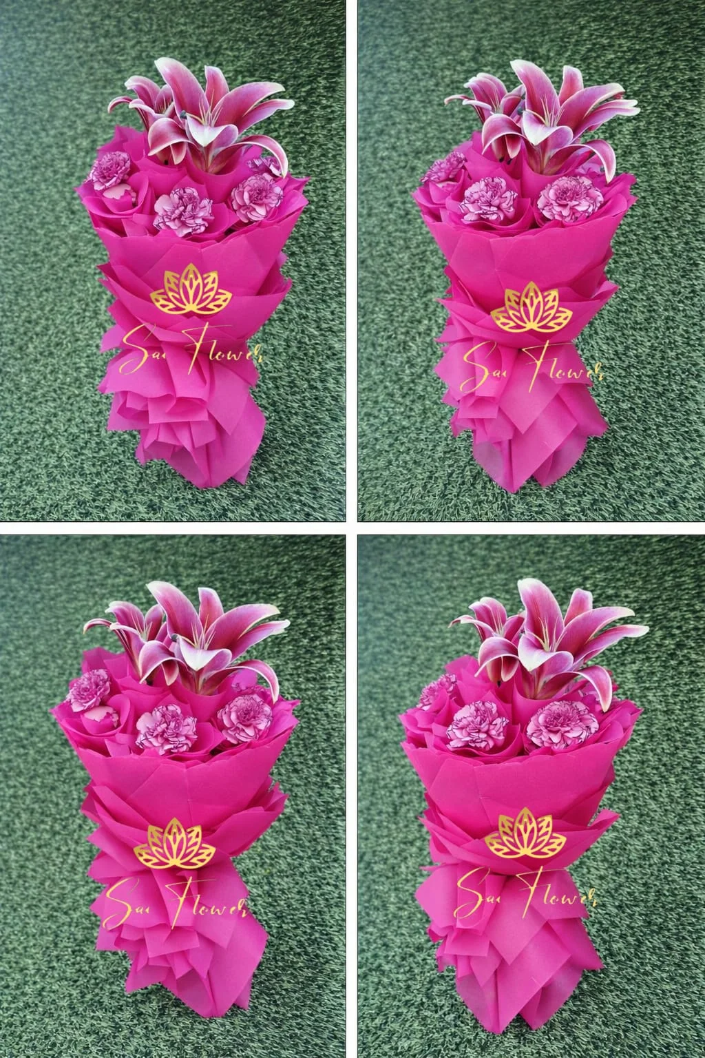 Premium Pink Oriental Lily & Carnation Bouquet – Luxury Elegant Flower Arrangement gallery