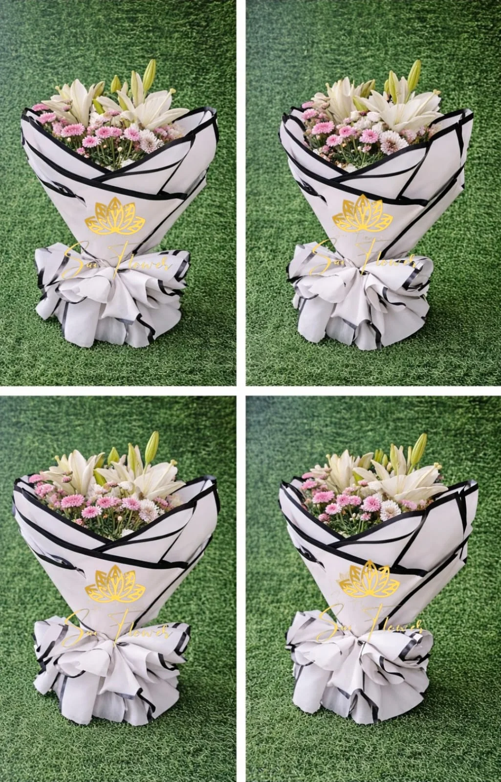 Luxury White Lily & Purple Chrysanthemum Bouquet – Premium Elegant Flower Arrangement gallery