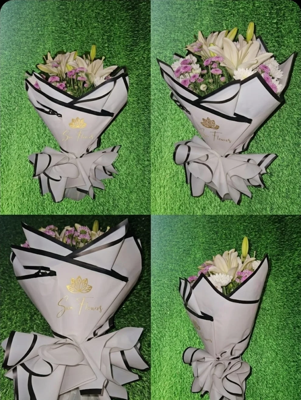 Luxury White Lily & Purple Chrysanthemum Bouquet – Premium Elegant Flower Arrangement gallery