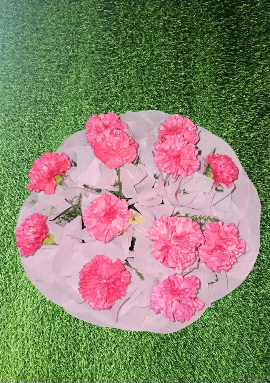 Premium Pink Carnation Bouquet – Elegant Fresh Flower Arrangement for Gifting gallery