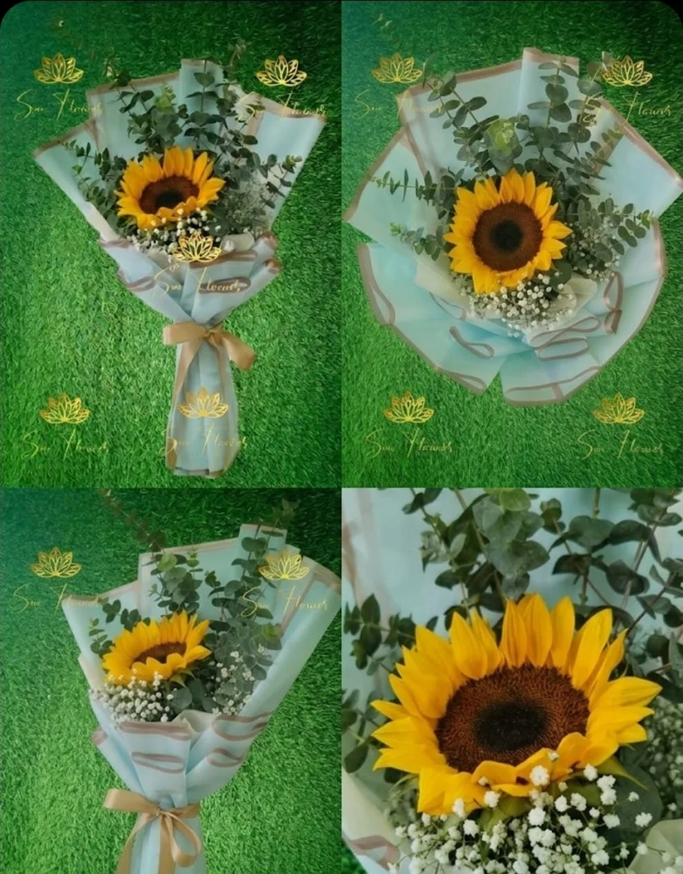 Elegant Sunflower Bouquet with Eucalyptus & Baby’s Breath gallery