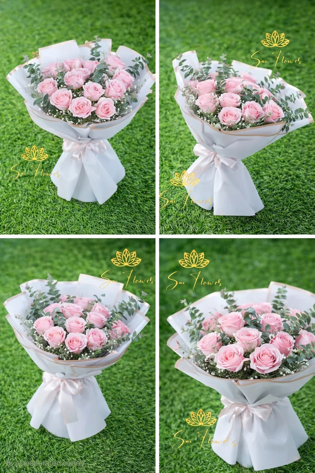 Premium Pink Rose Bouquet with Baby’s Breath & Eucalyptus gallery