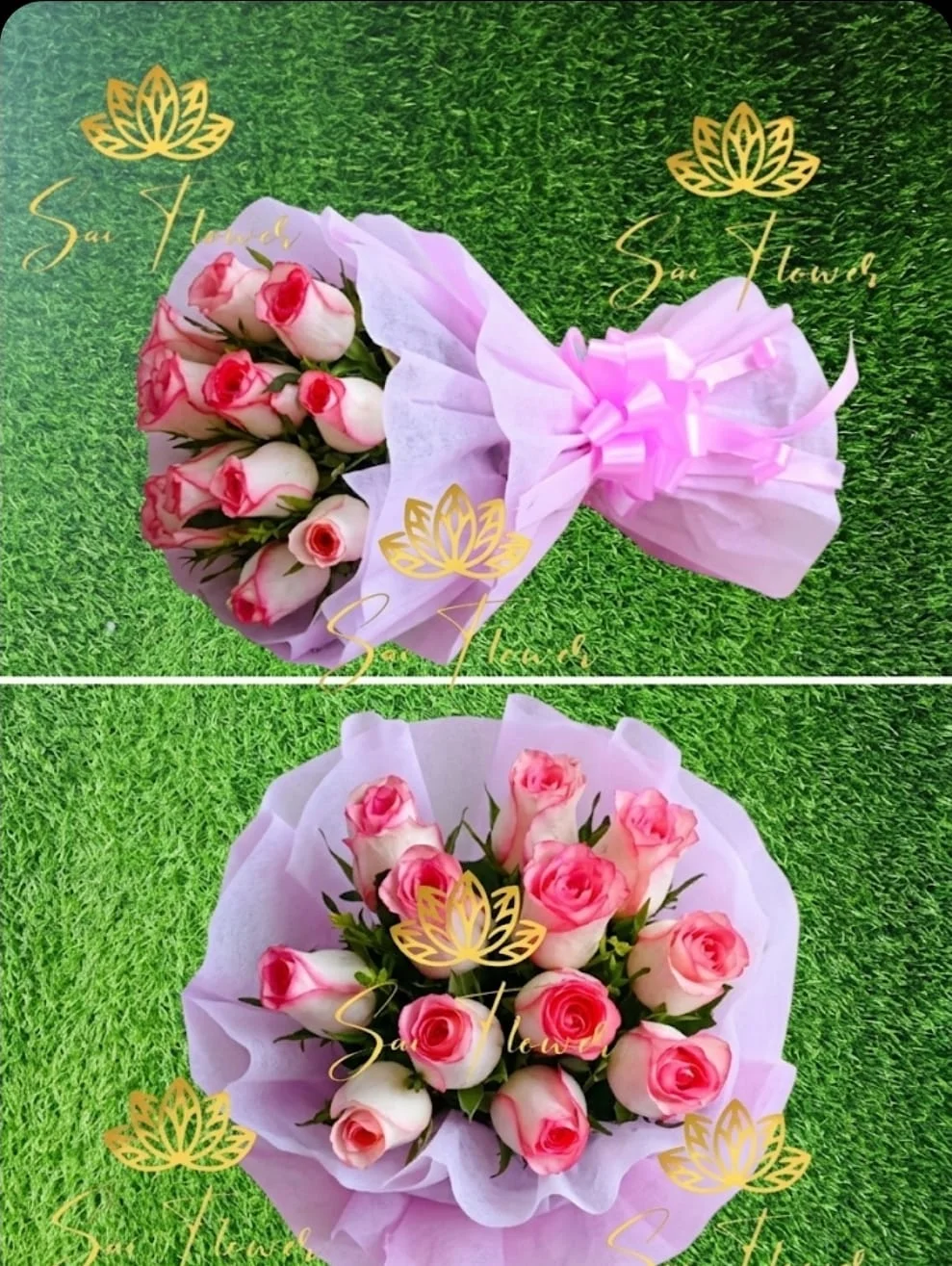 Elegant Pink White Rose Bouquet gallery