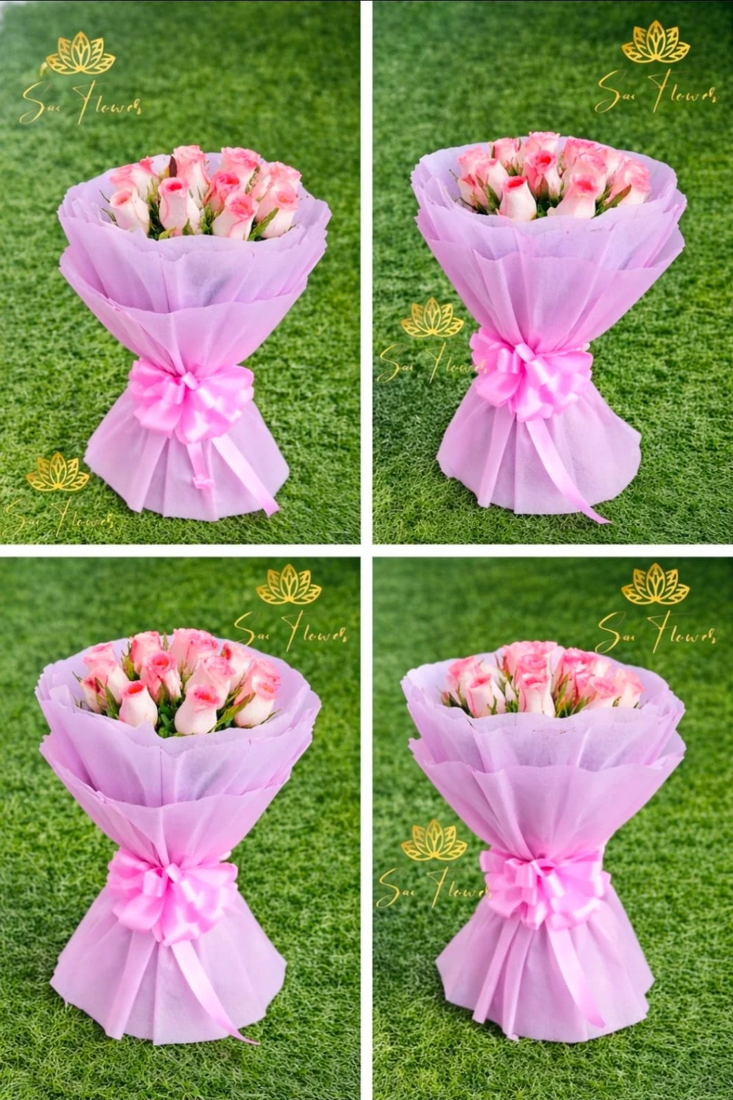 Elegant Pink White Rose Bouquet gallery