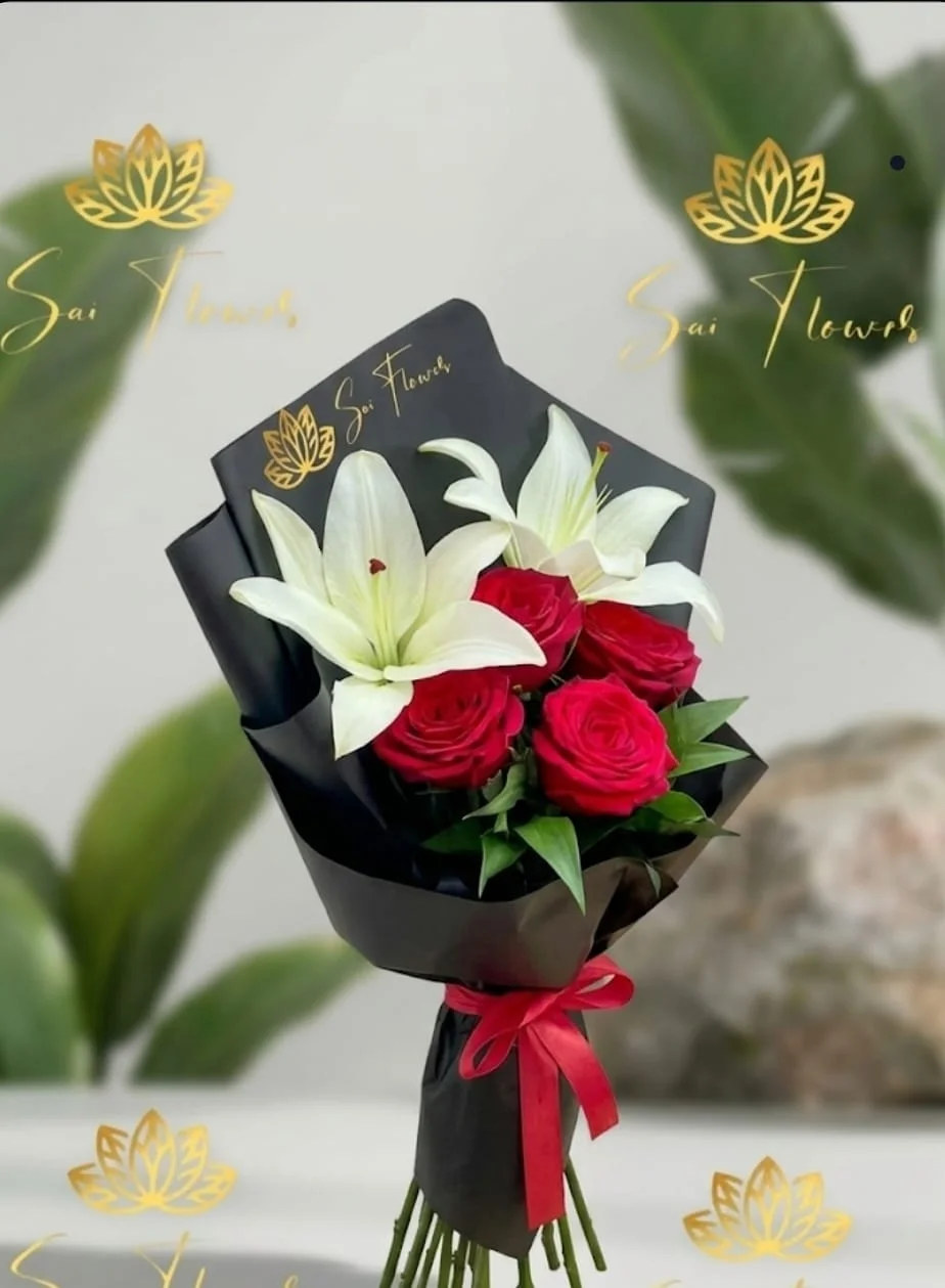 Crimson Lily Rose Elegance Bouquet gallery