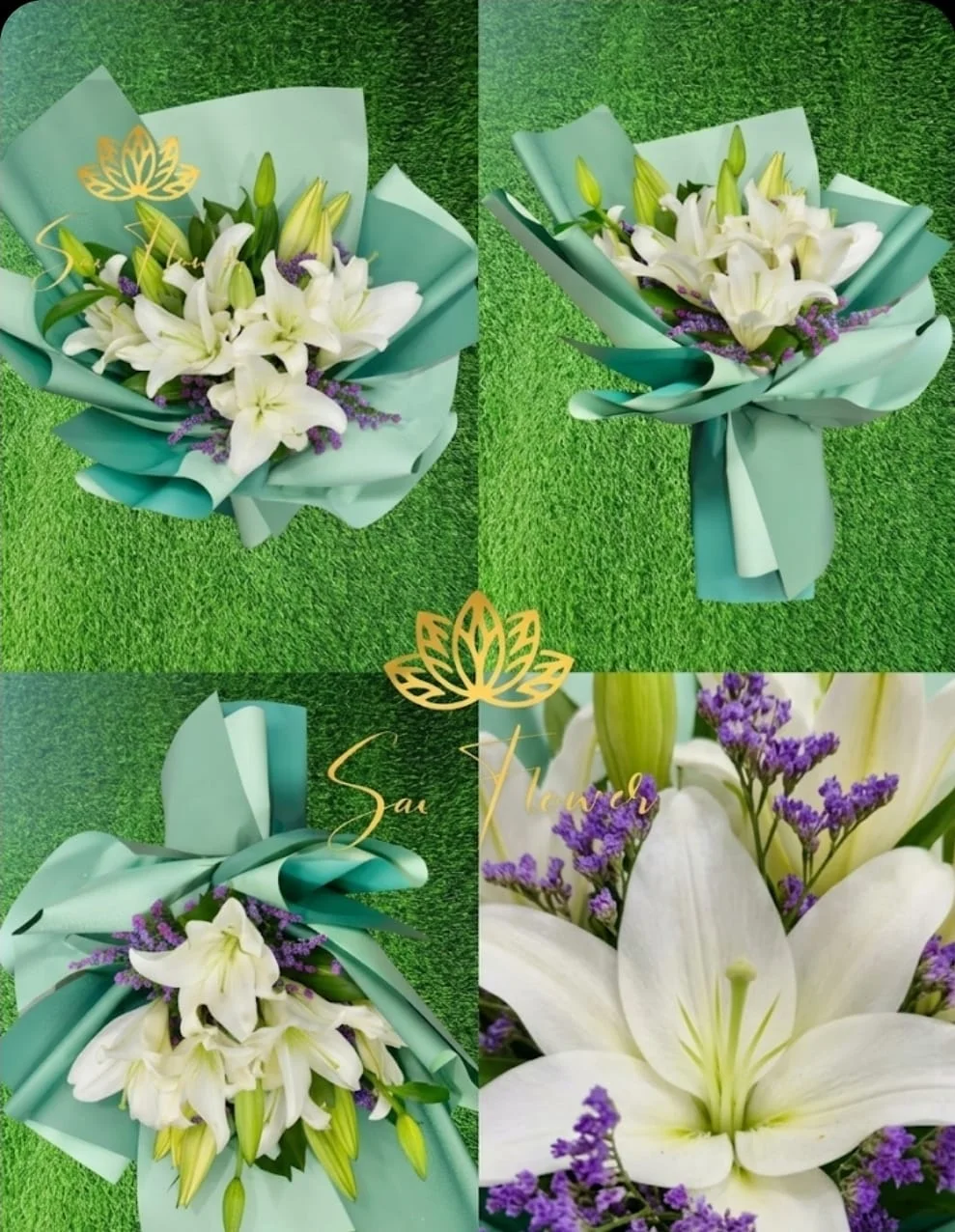 Mint White Lily Elegance Bouquet gallery