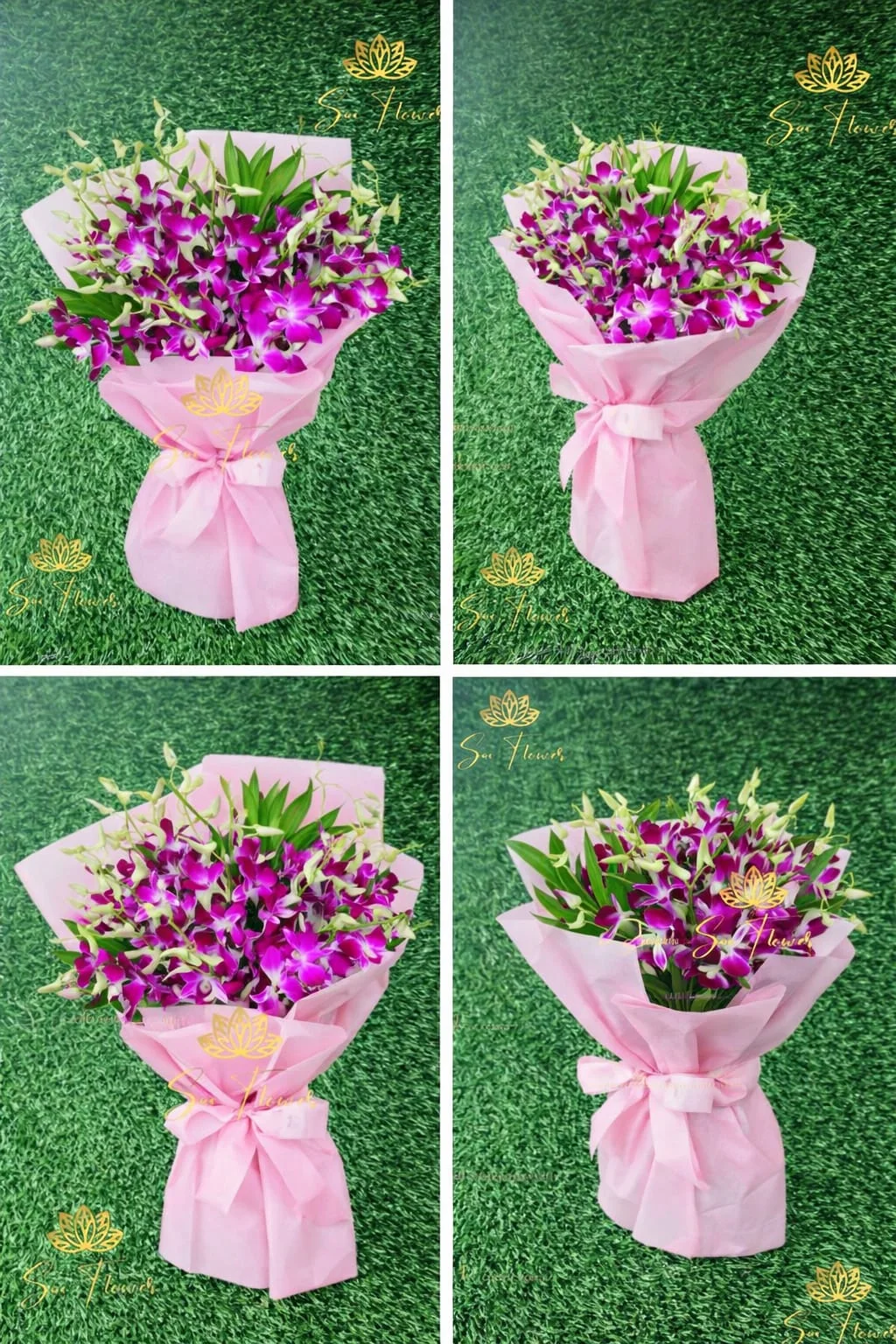 Blush Pink Orchid Bouquet with Fresh Green Fillers gallery