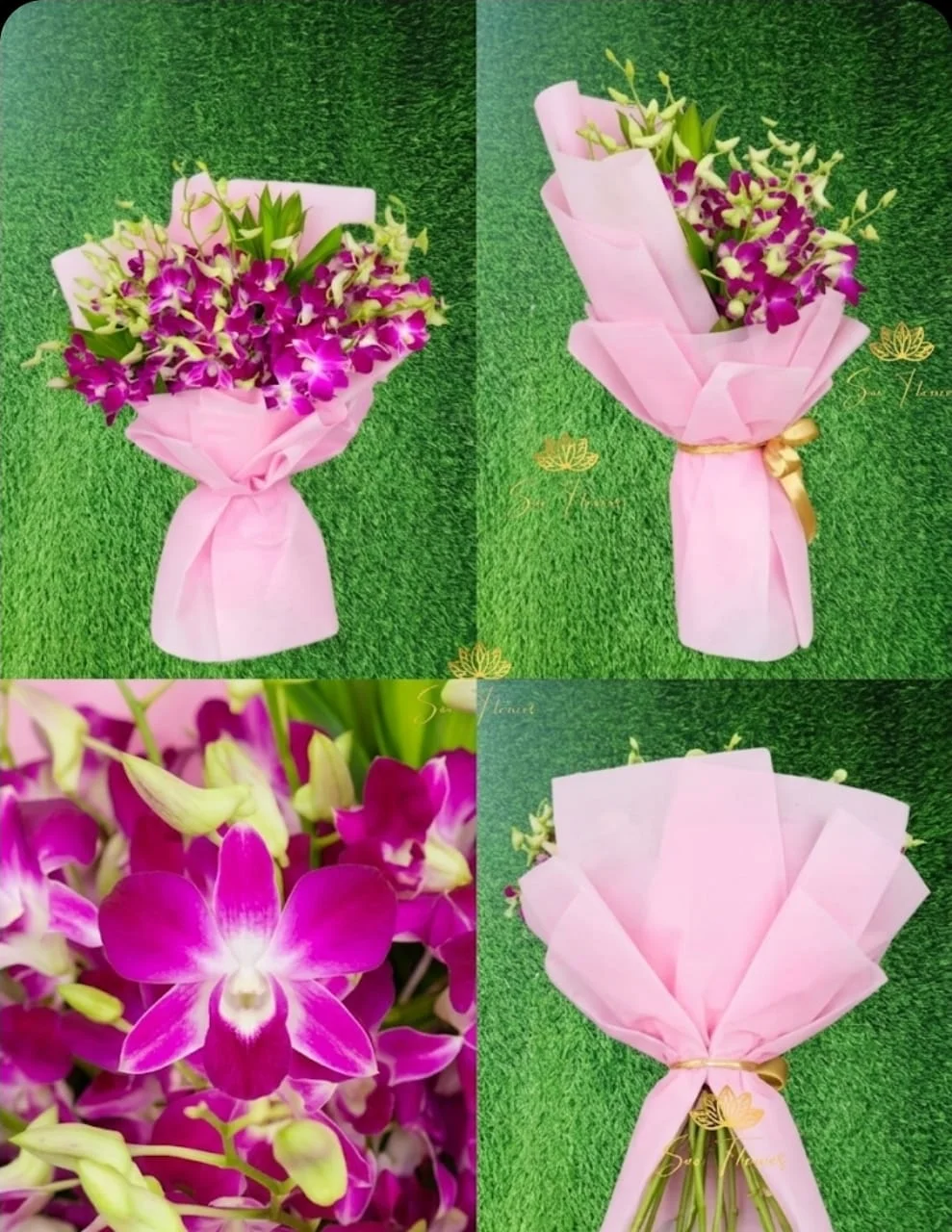 Blush Pink Orchid Bouquet with Fresh Green Fillers gallery