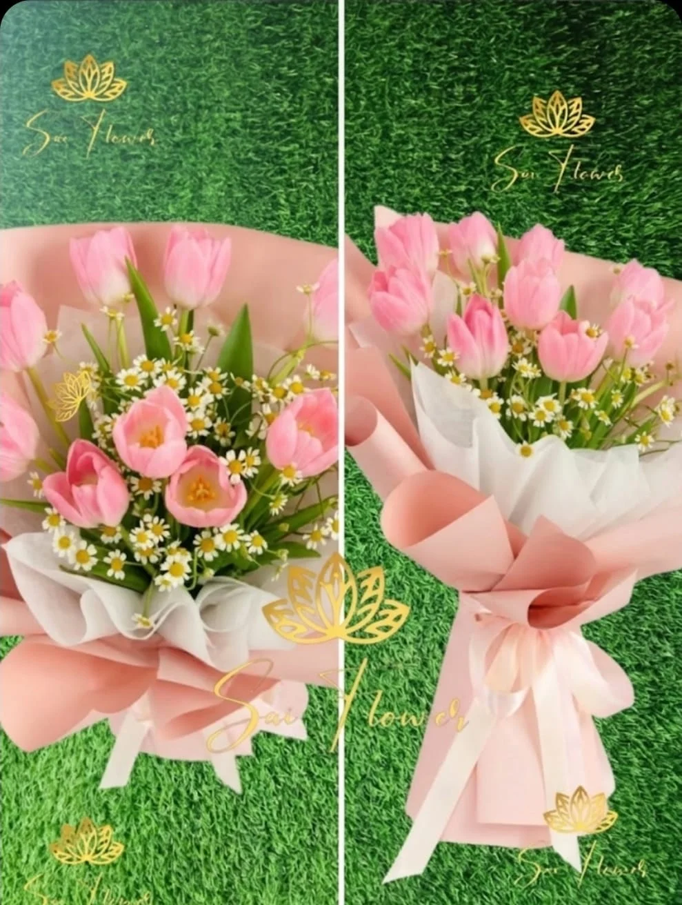 Pink Tulip Daisy Charm Bouquet gallery