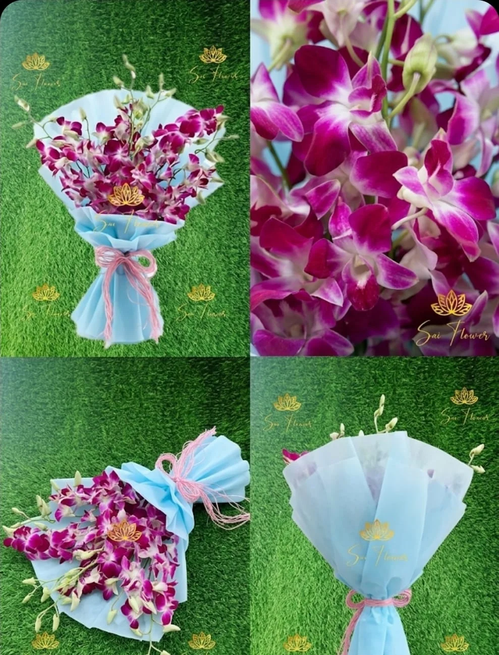 Blue Wrap Purple Orchid Elegance Bouquet gallery
