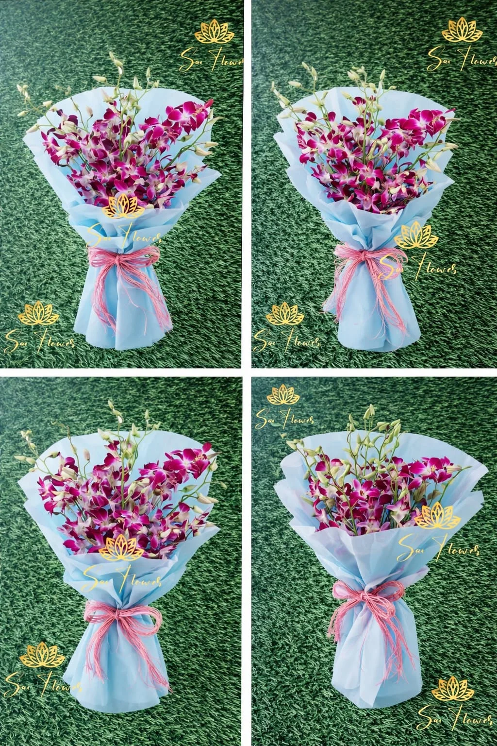 Blue Wrap Purple Orchid Elegance Bouquet gallery