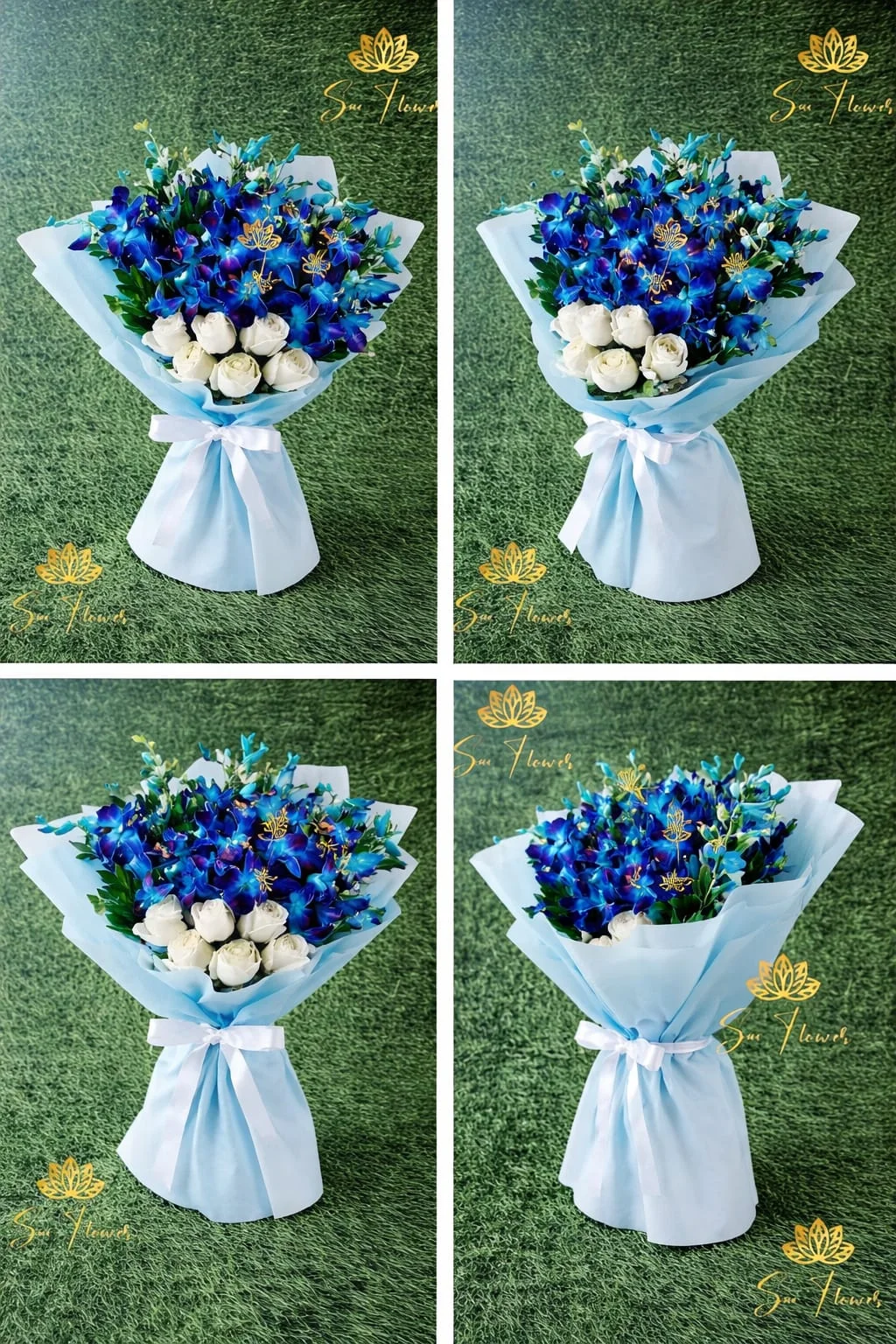Blue Orchid & White Rose Luxe Bouquet gallery