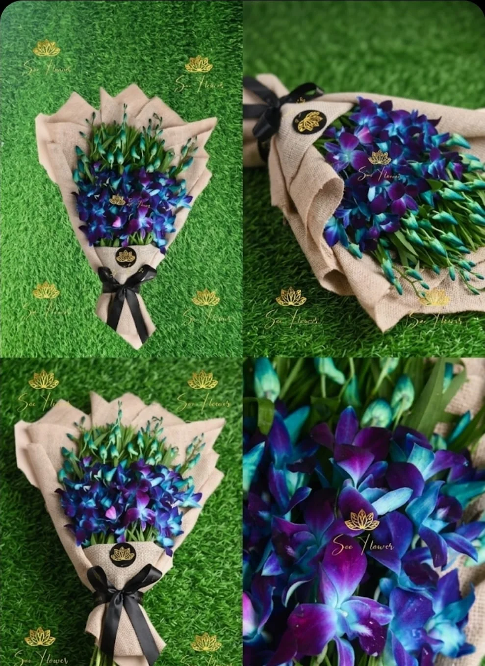 Midnight Blue Orchid Rustic Luxe Bouquet gallery