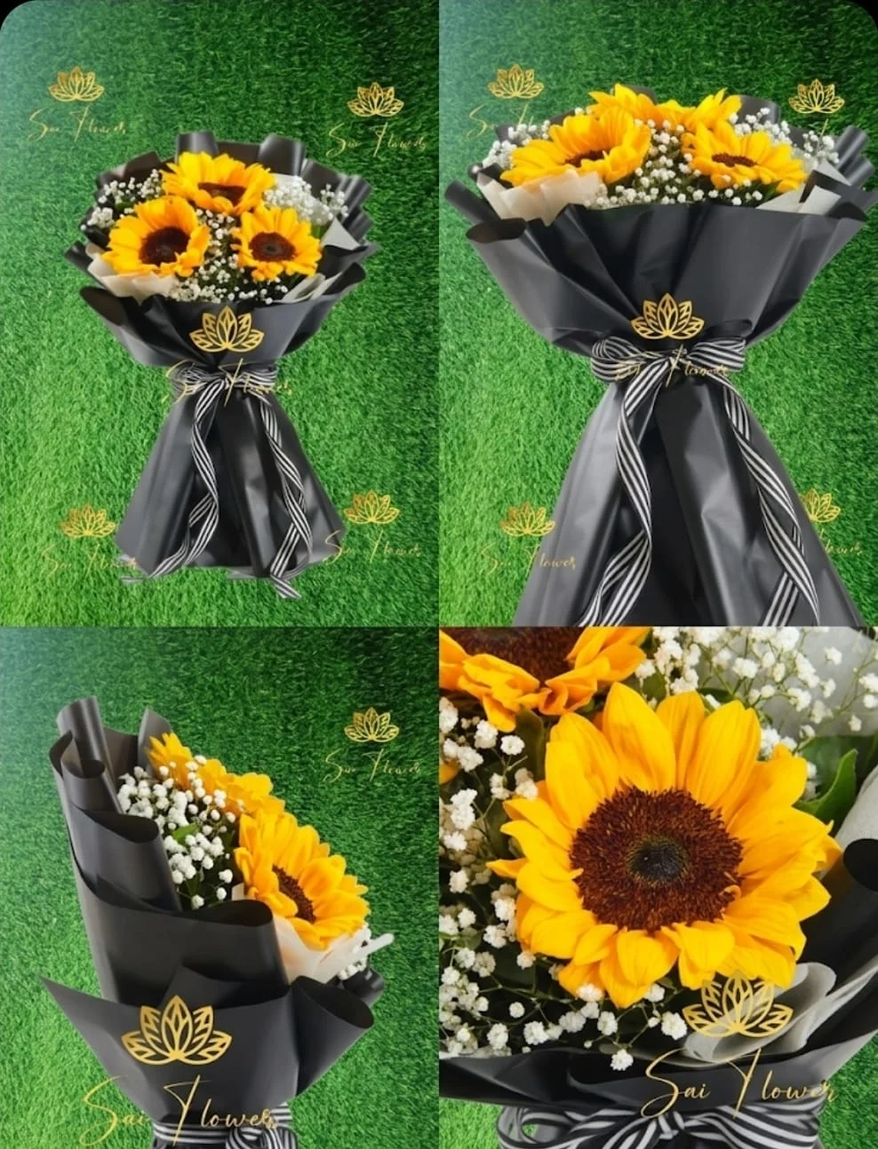 Sunflower Bliss Black Wrap Bouquet gallery
