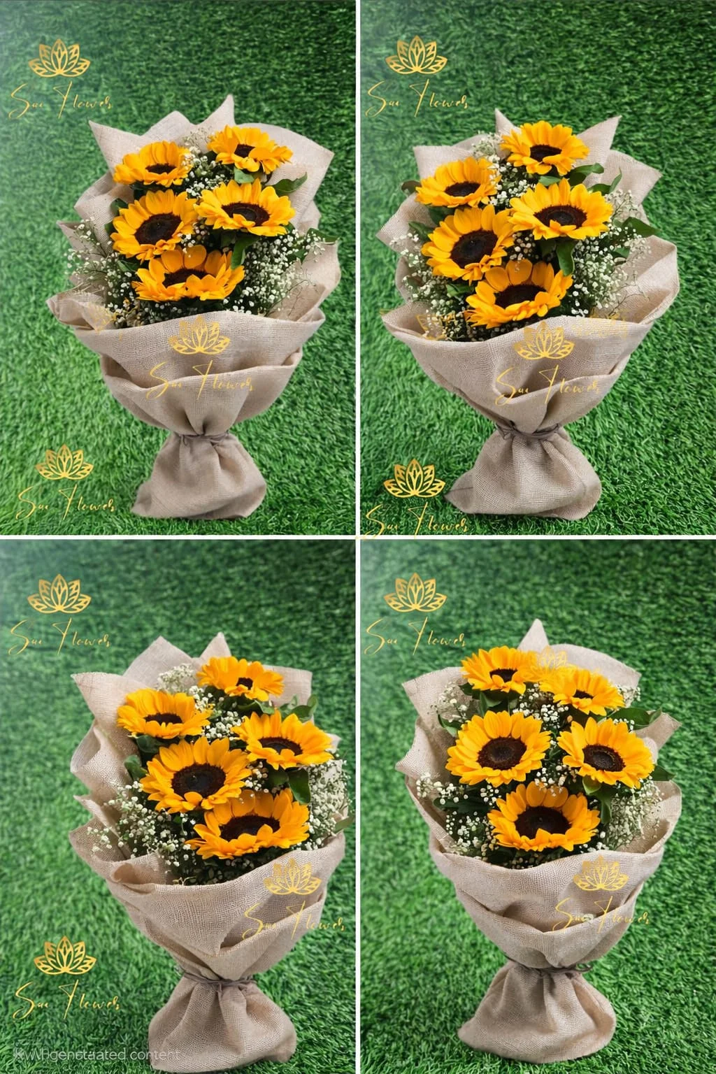 Rustic Sunflower Baby’s Breath Bouquet gallery