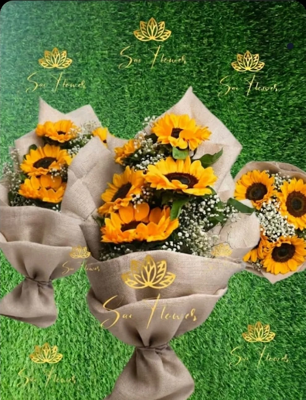 Rustic Sunflower Baby’s Breath Bouquet gallery