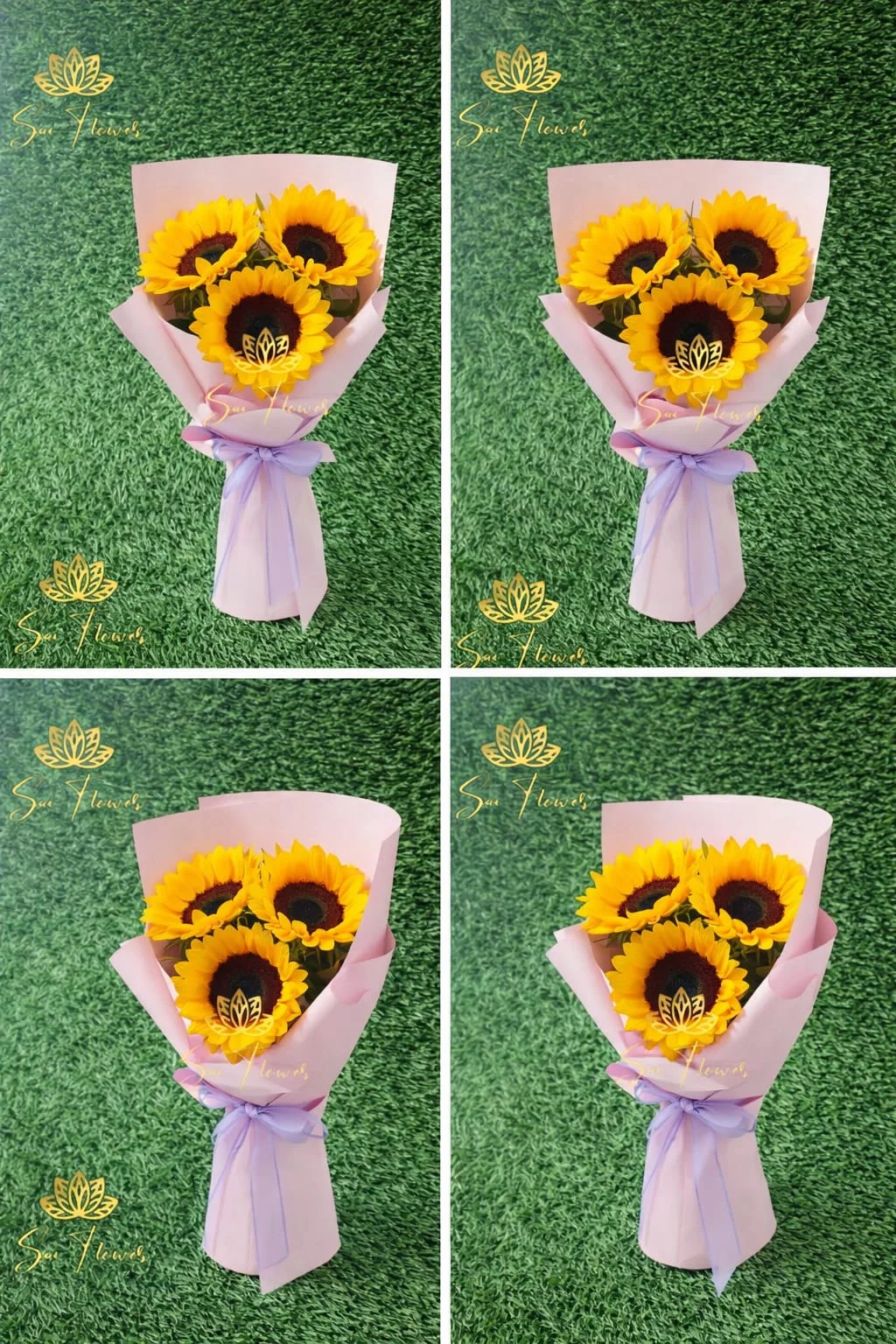 Blush Sunflower Trio Bouquet gallery