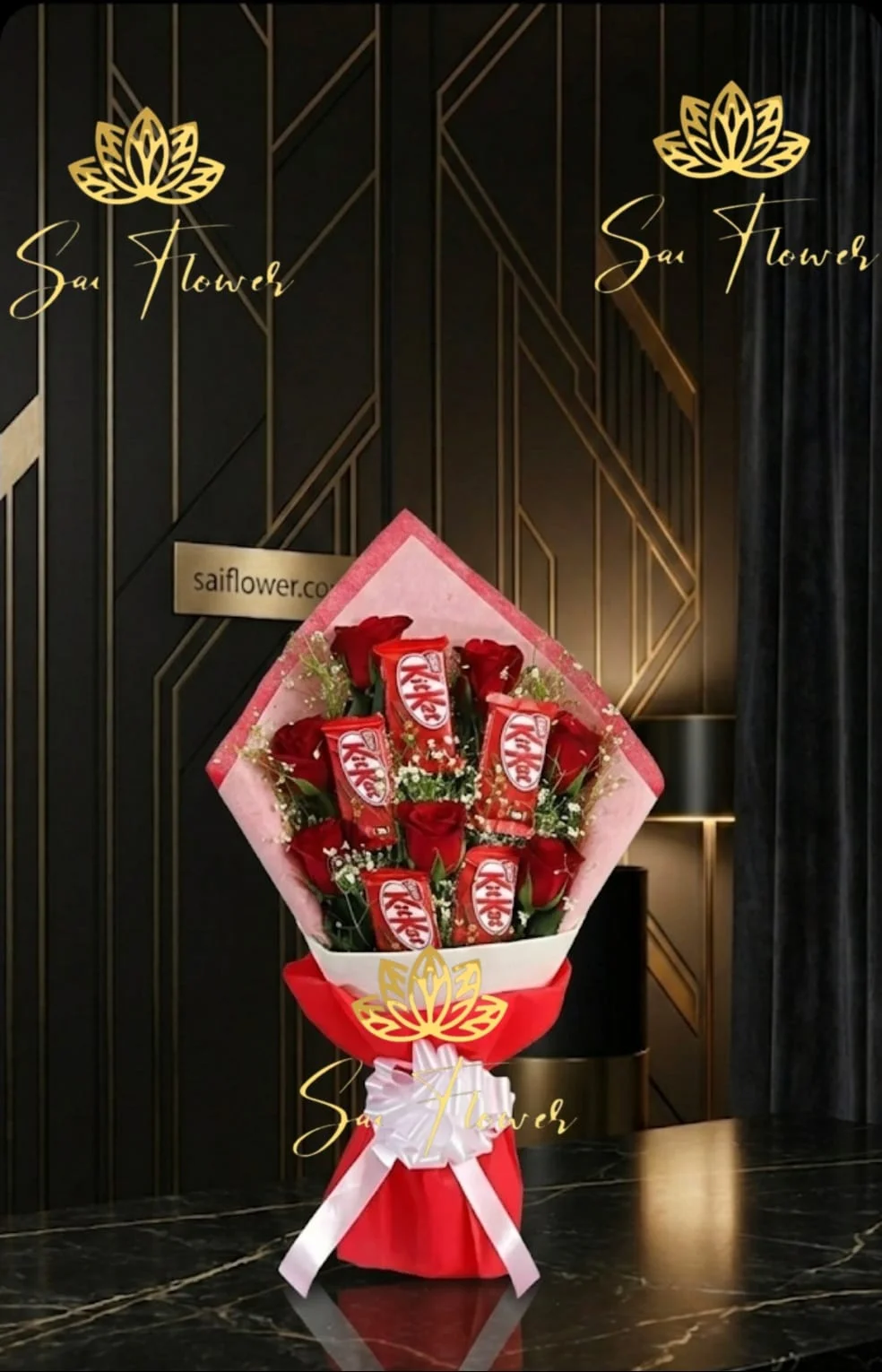 The Sweet Romance: Premium Red Rose & KitKat Bouquet | SaiFlower Delhi Florist gallery