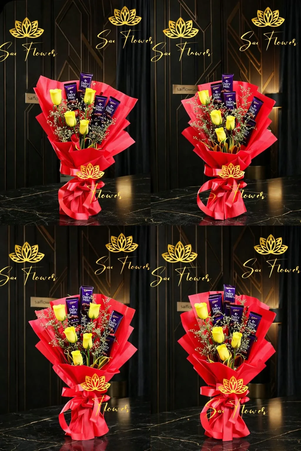 Golden Joy: Fresh Yellow Rose and Dairy Milk Chocolate Indulgence Bouquet | Best Florist in Delhi gallery