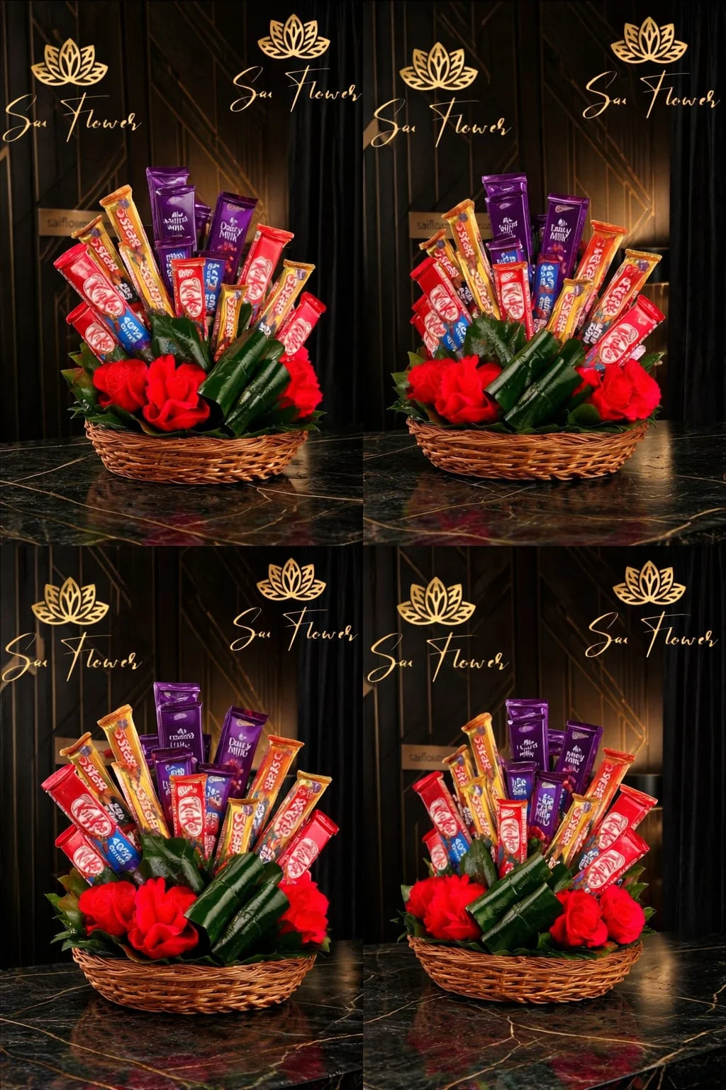 Sweetest Love: Mixed Chocolate & Crimson Flower Bouq-Hamper | Delhi Florist SaiFlower gallery