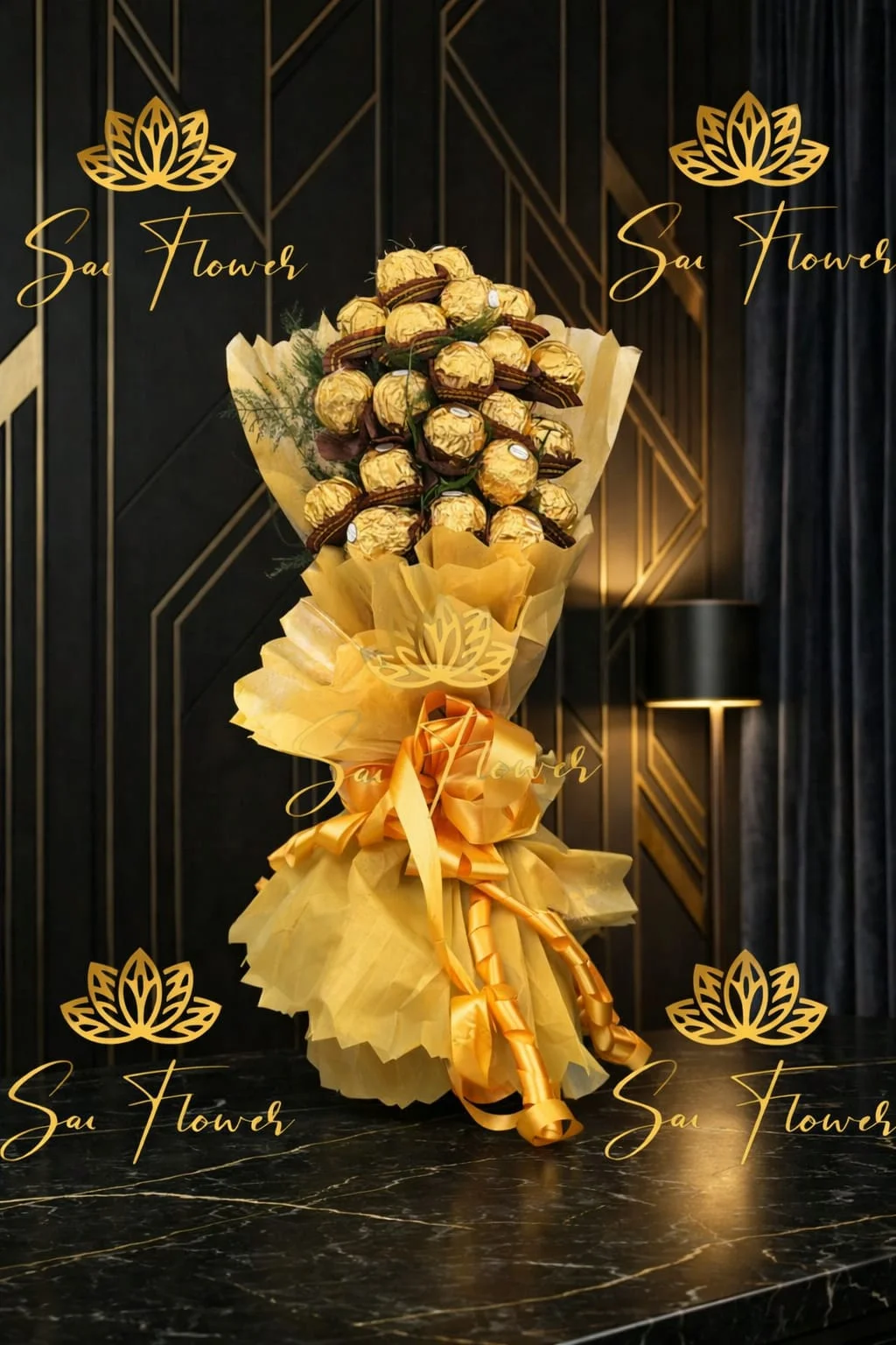 'The Gilded Grandeur' Ferrero Hazelnut Bliss - Luxury Gifting Bouquet in Delhi gallery