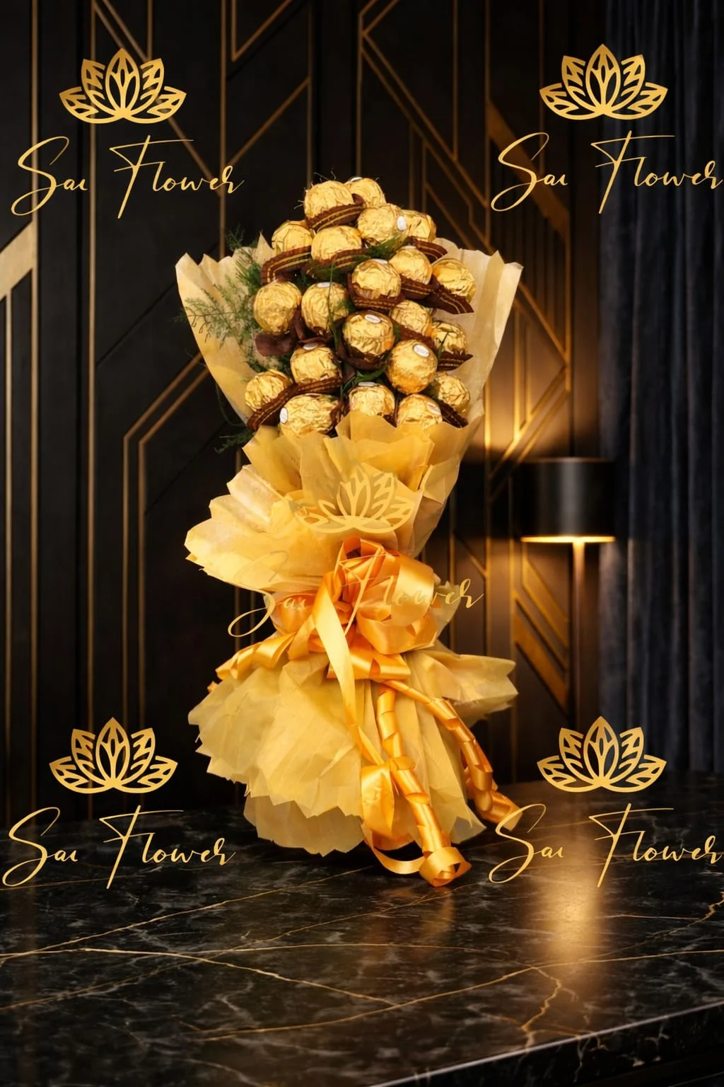 'The Gilded Grandeur' Ferrero Hazelnut Bliss - Luxury Gifting Bouquet in Delhi gallery