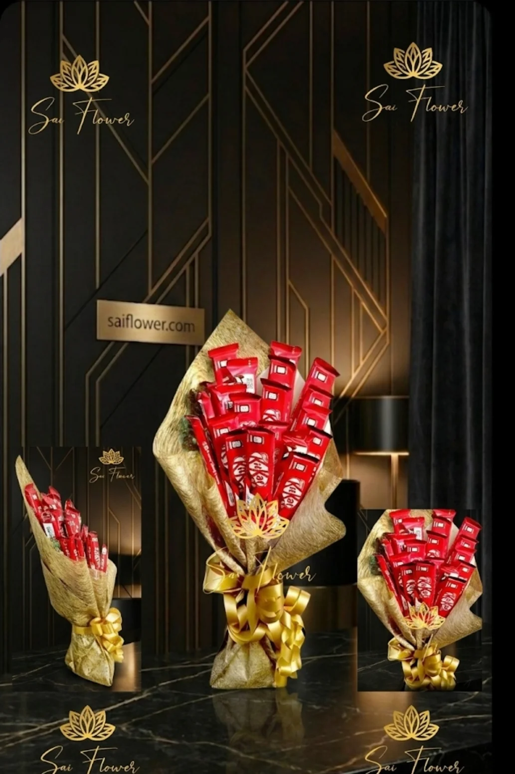 Midnight Red KitKat Grandeur Bouquet: Delhi Florist's Premium Chocolate Experience gallery