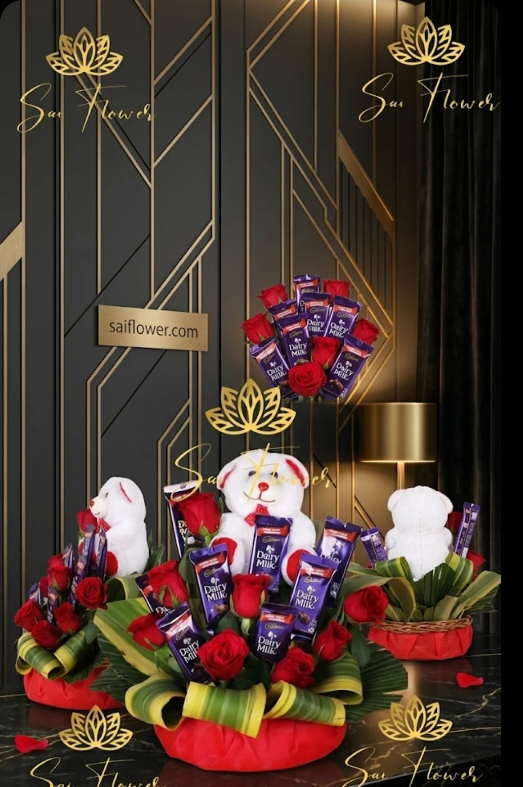 Cadbury Romance: Premium Red Rose Bouquet & Teddy (Same Day Delivery, Delhi) gallery