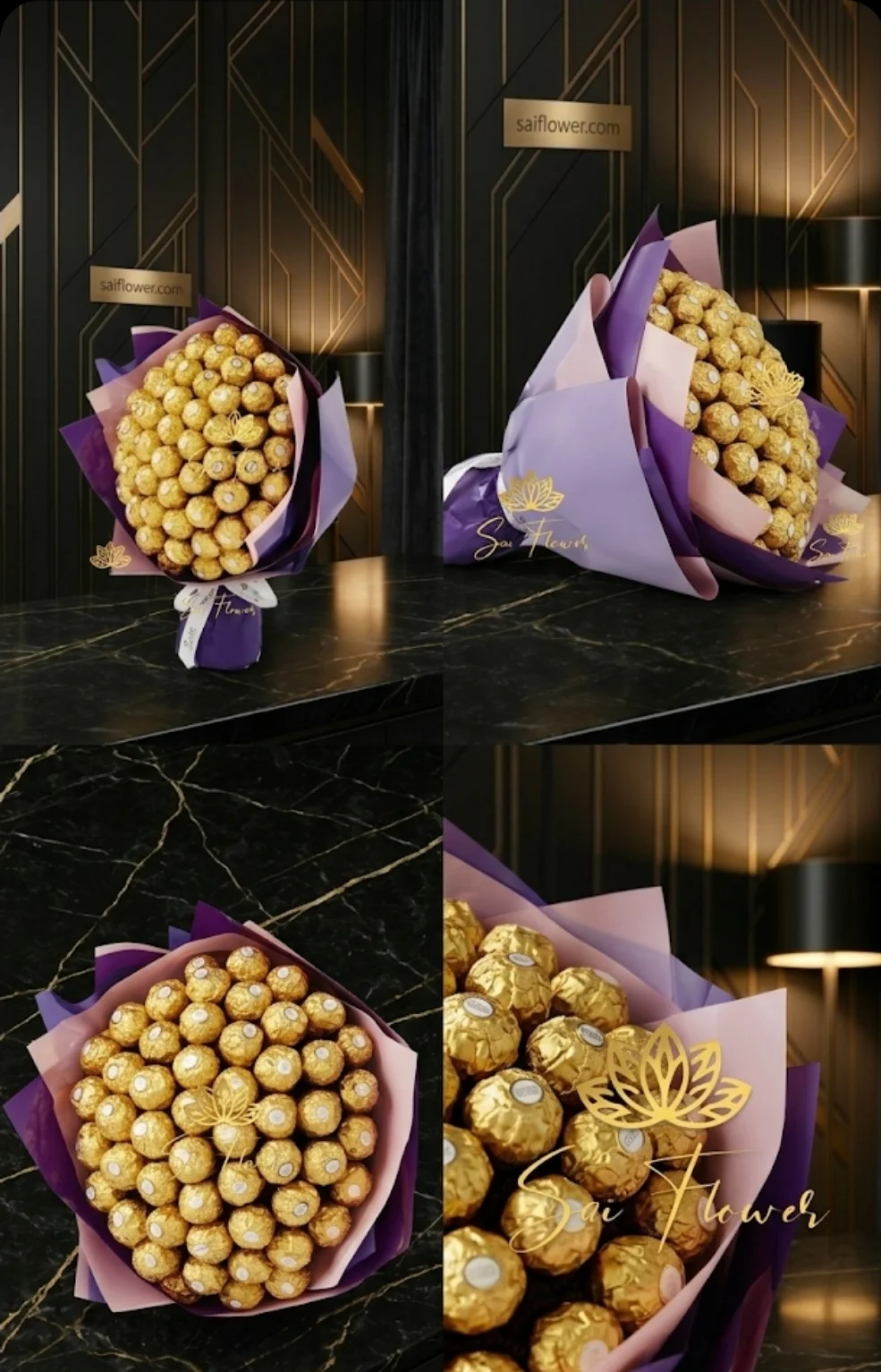 Grand Golden Indulgence: A Luxury Ferrero Rocher Chocolate Bouquet in Royal Wrapper - Delhi Florist Exclusive gallery