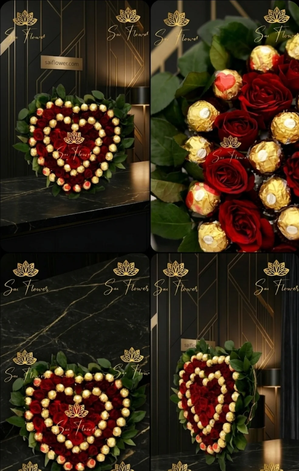 Infinite Heart of Roses & Golden Rocher: Premium Flower Bouquet Delhi gallery
