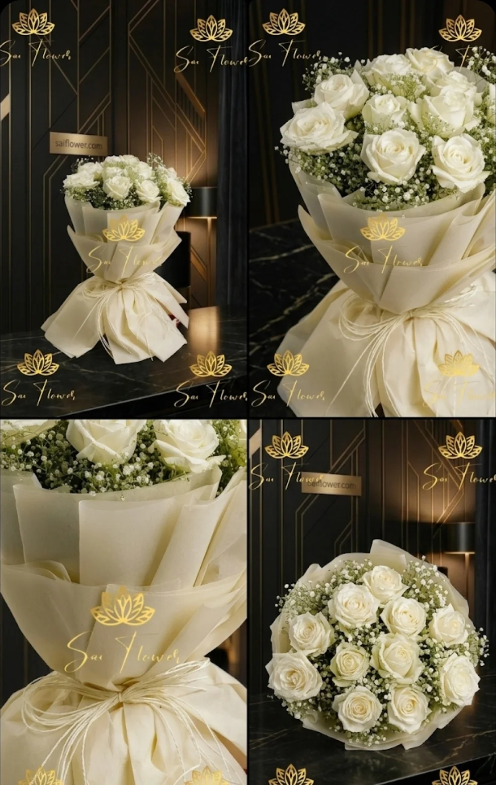 The Serene Love White Rose Bouquet – Premium Flower Delivery Delhi gallery