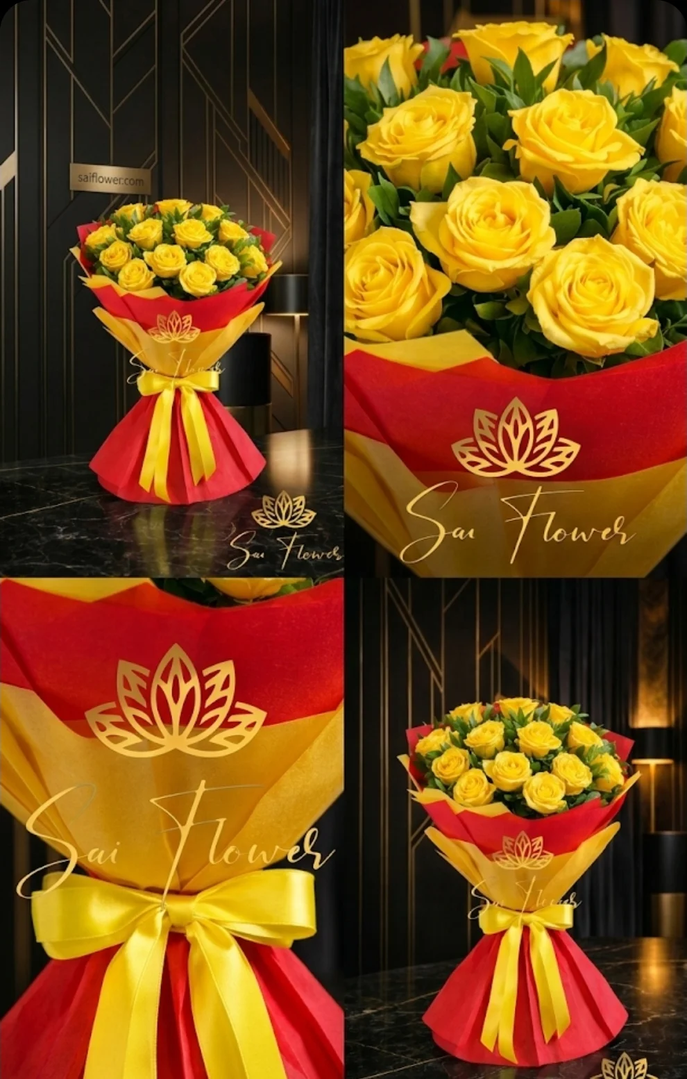 Imperial Golden Radiance - Premium Yellow Rose Bouquet | Same-Day Delhi Delivery gallery